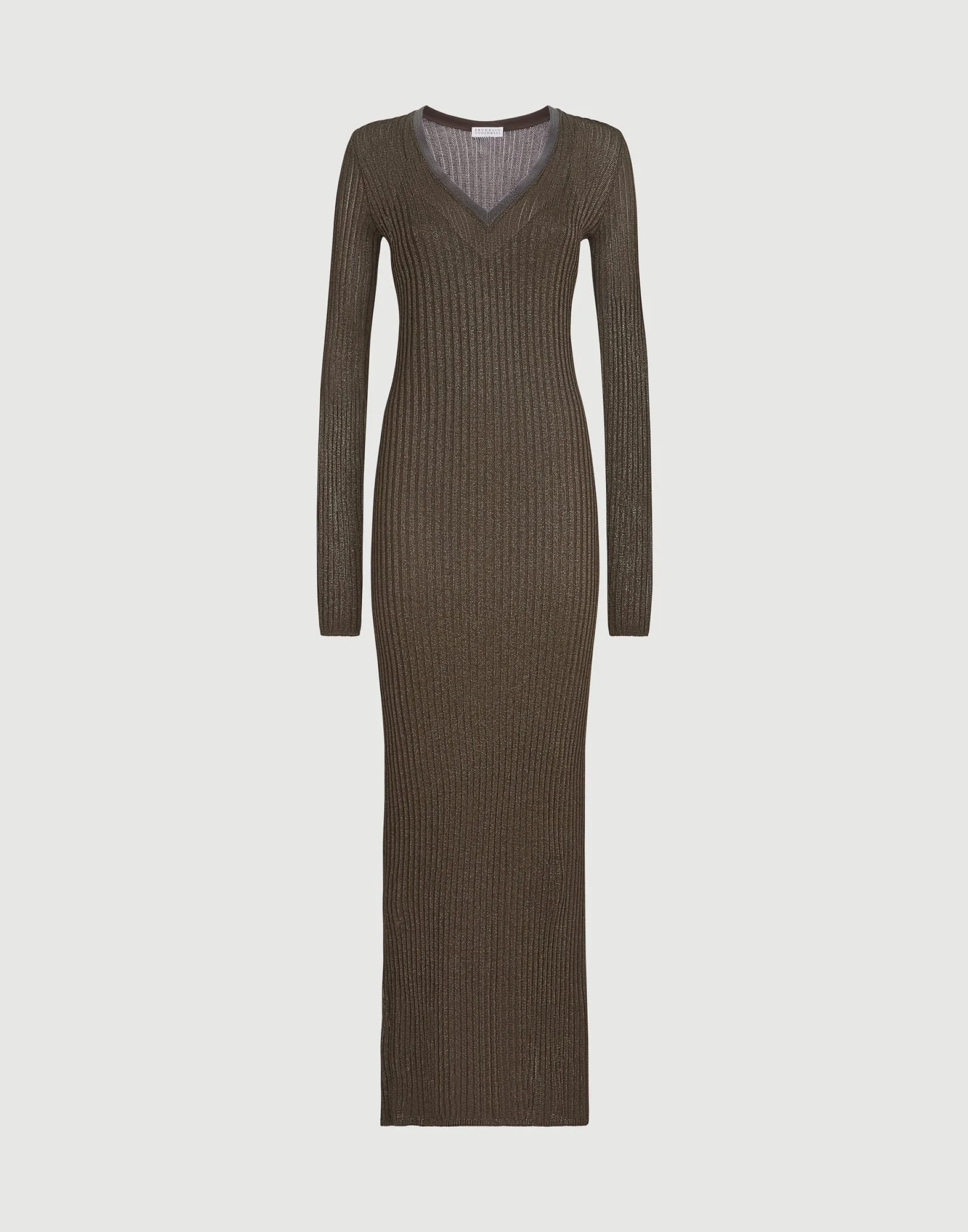 Sparkling rib knit dress with precious collar - 1