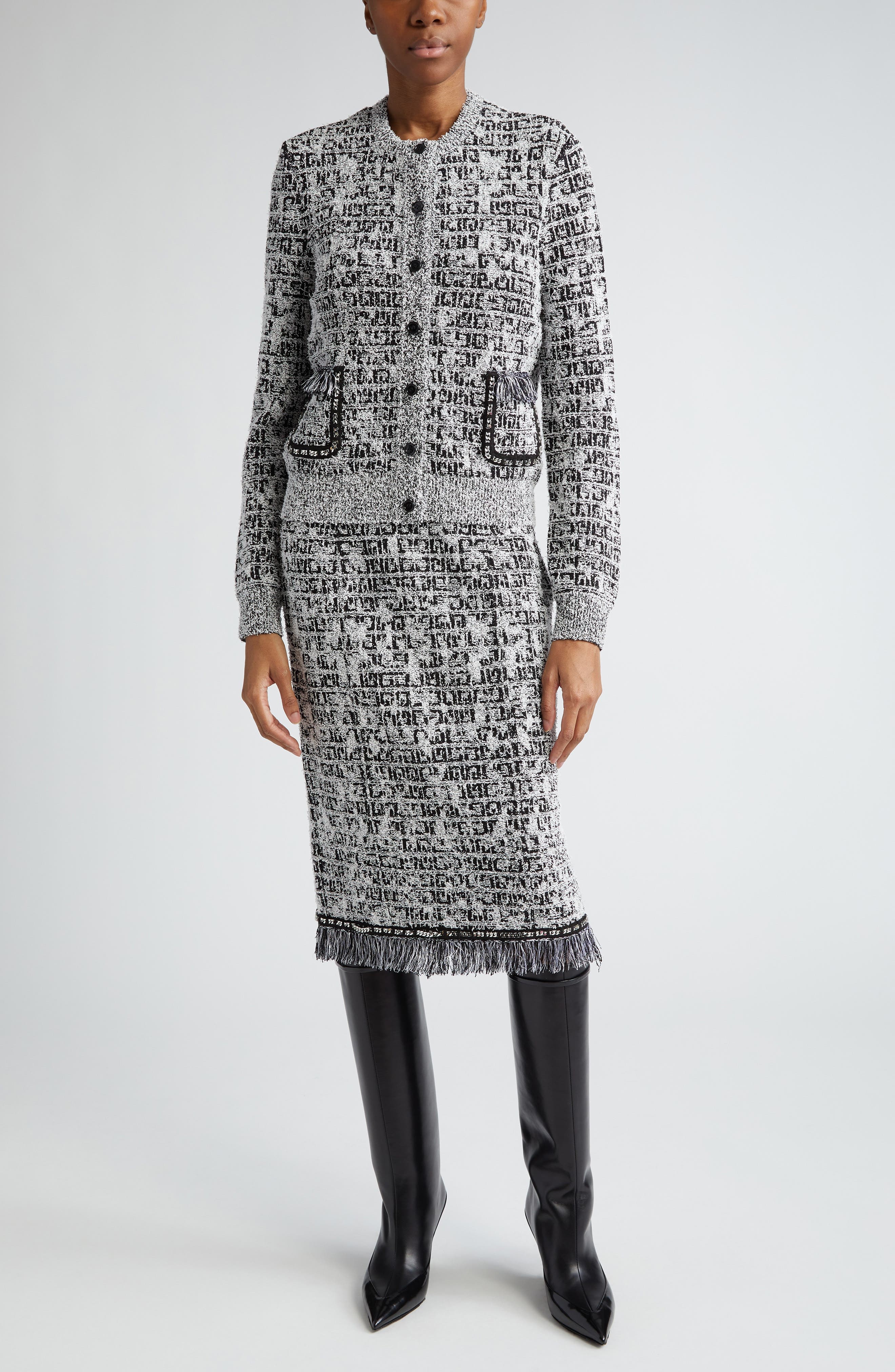 Givenchy Tweed Sleeveless Sheath Dress in Black/White at Nordstrom - 2