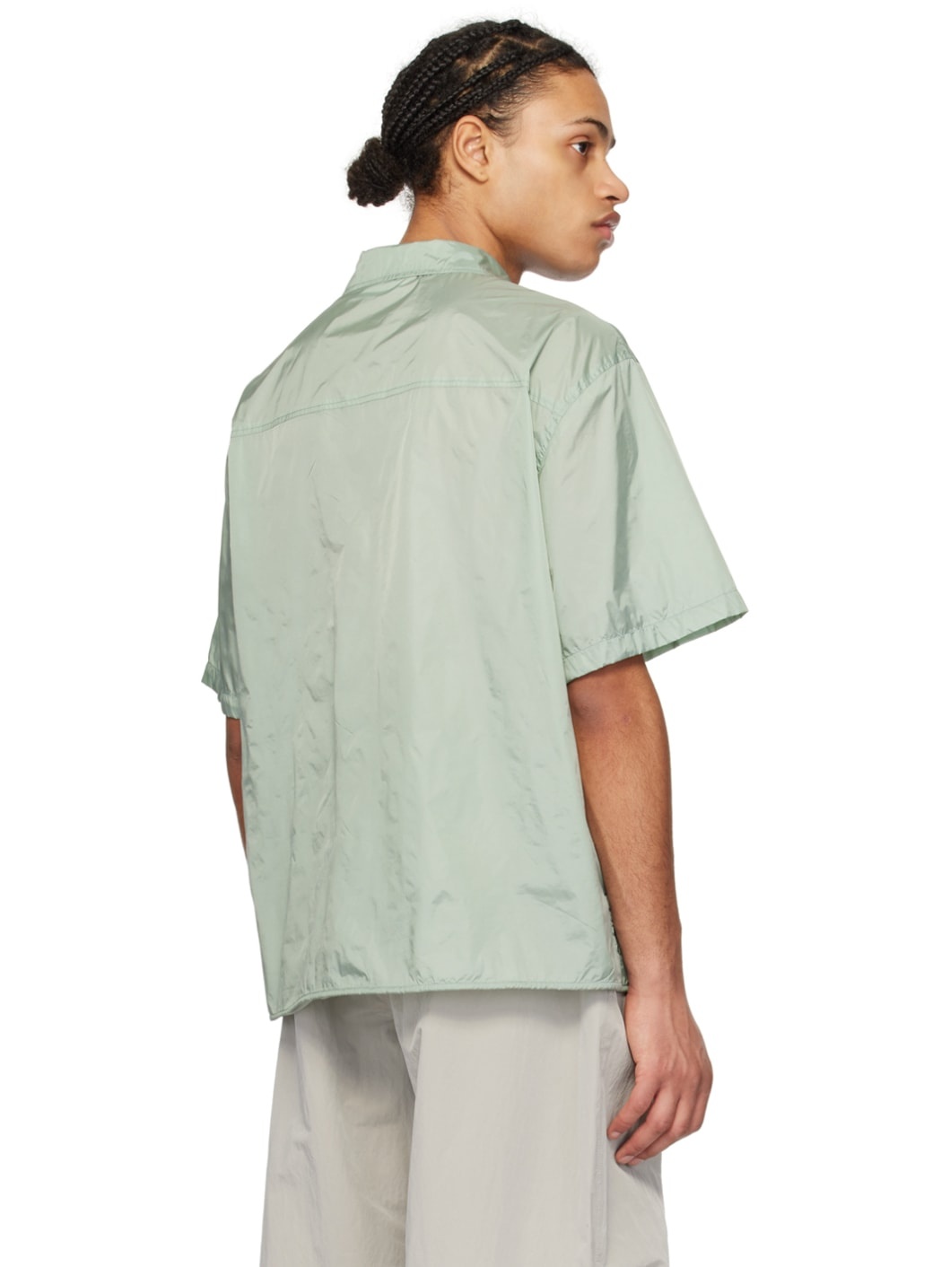 Green Spread Collar Shirt - 3