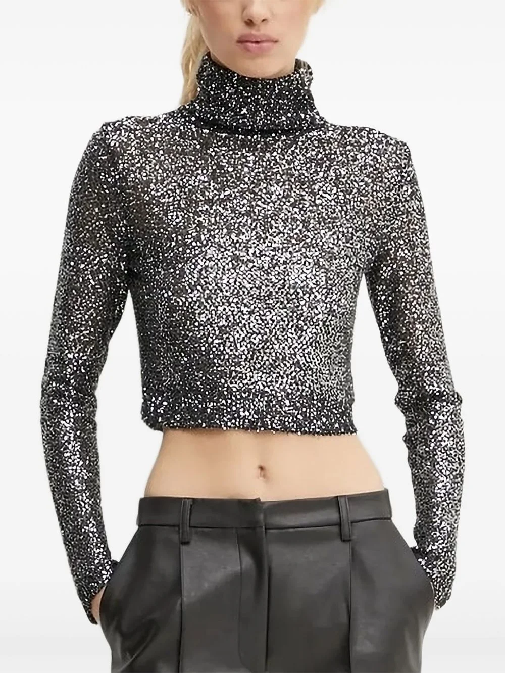 sequinned turtleneck top - 1