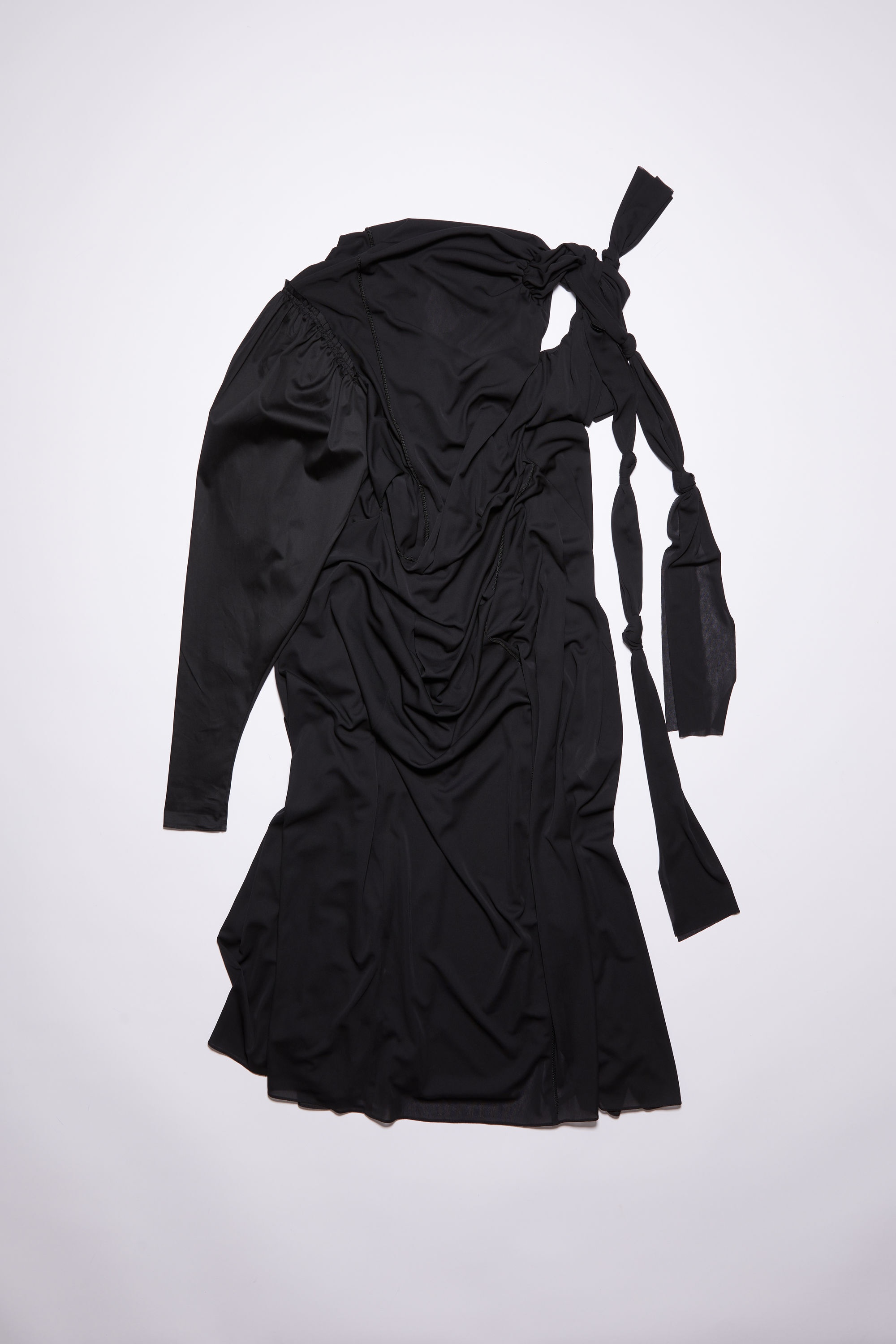 Asymmetric knotted scarf dress - Black - 7