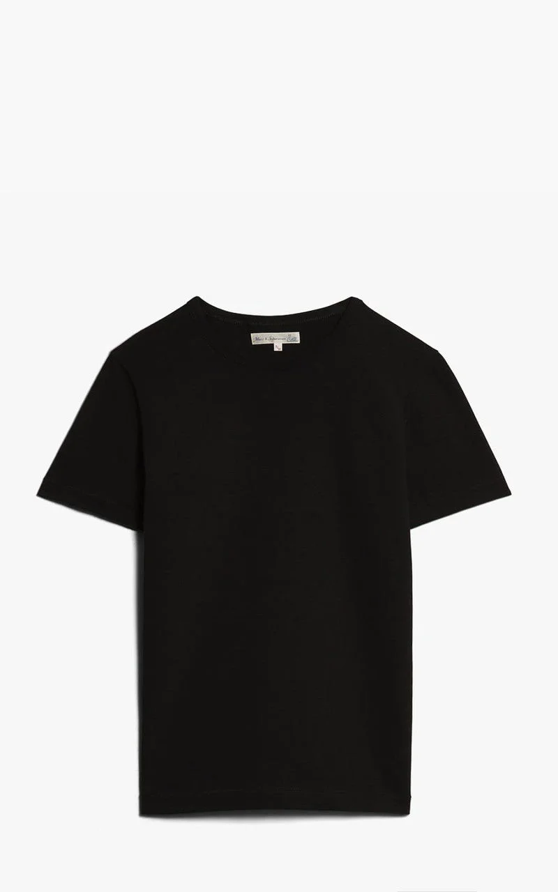 MERZ B. SCHWANEN 215 HEAVYWEIGHT CREW NECK TEE DEEP BLACK - 1