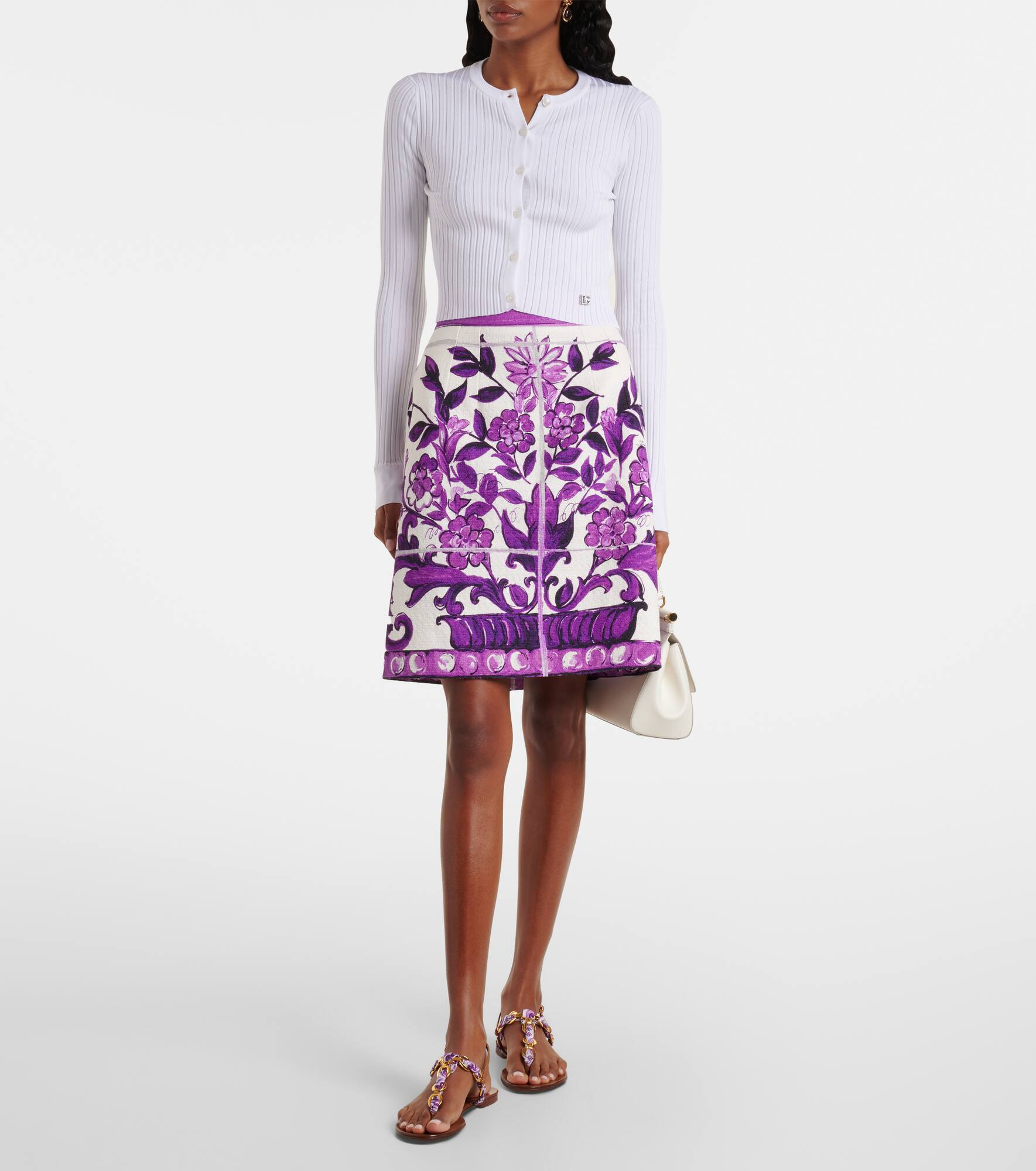 Majolica cotton and linen-blend miniskirt - 2
