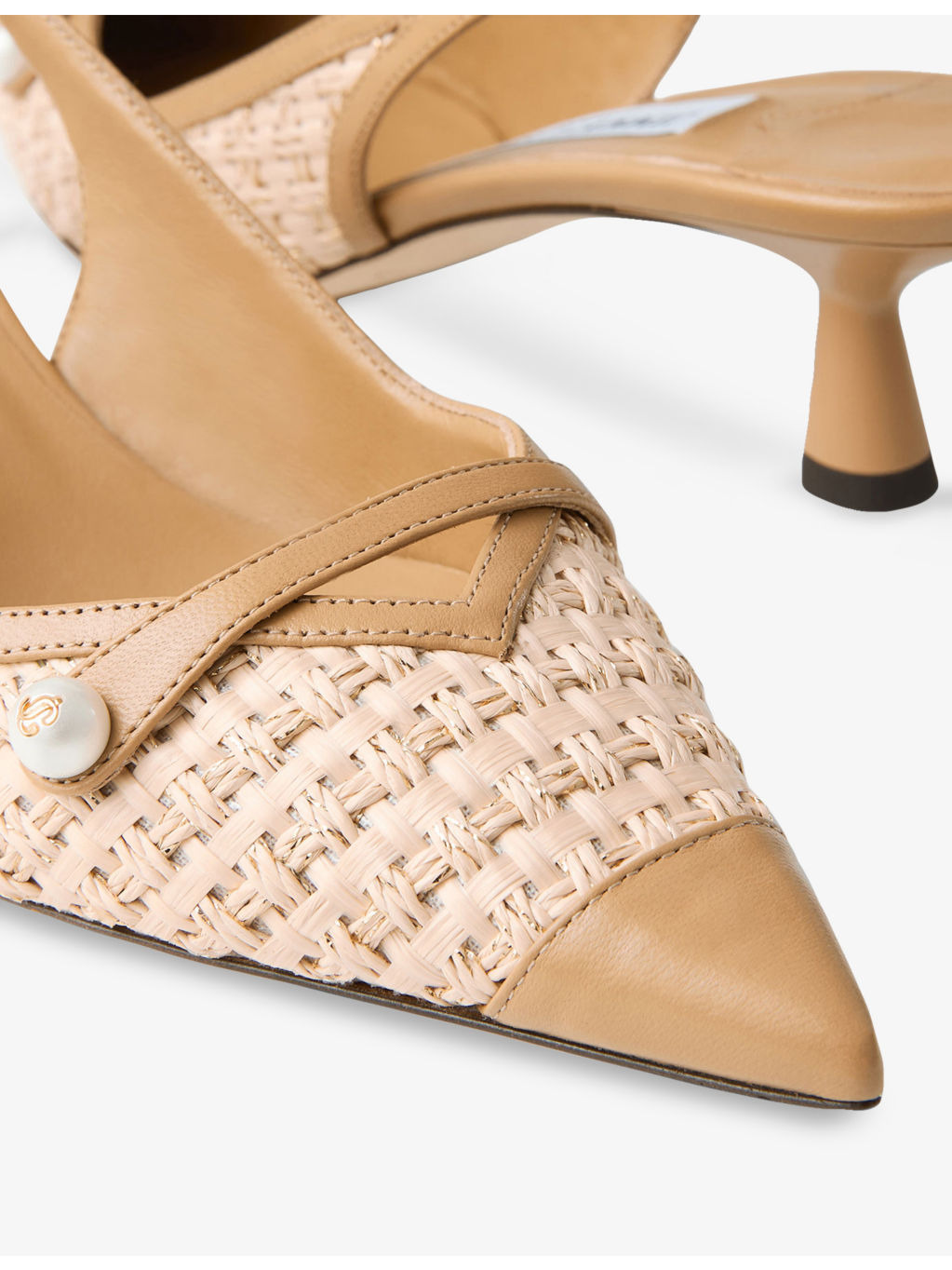 Amita 45 Leather and Raffia Heeled Mules - 6