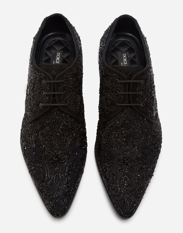 Suede derby shoes with all-over embroidery - 4