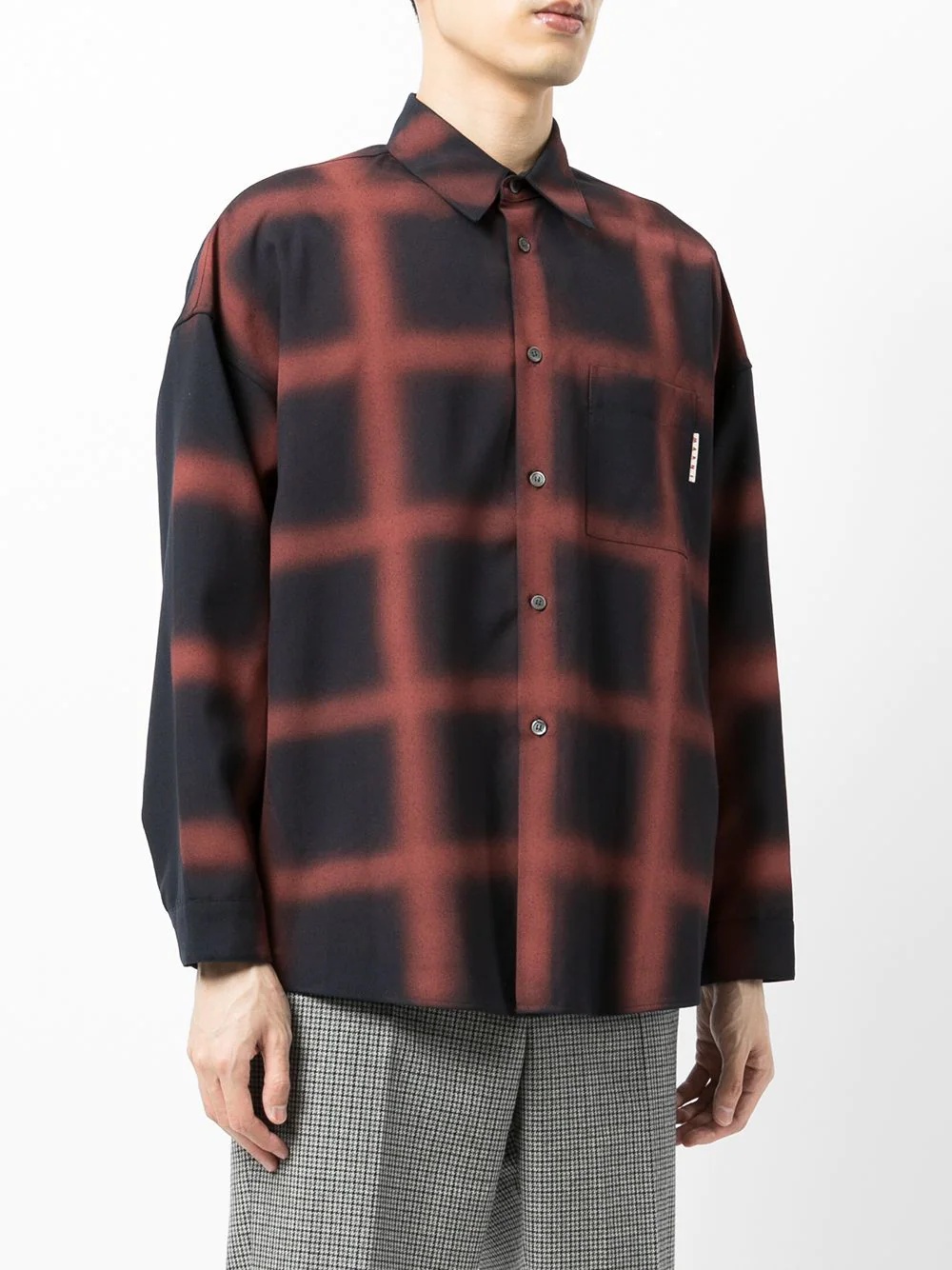 check-print wool shirt - 3