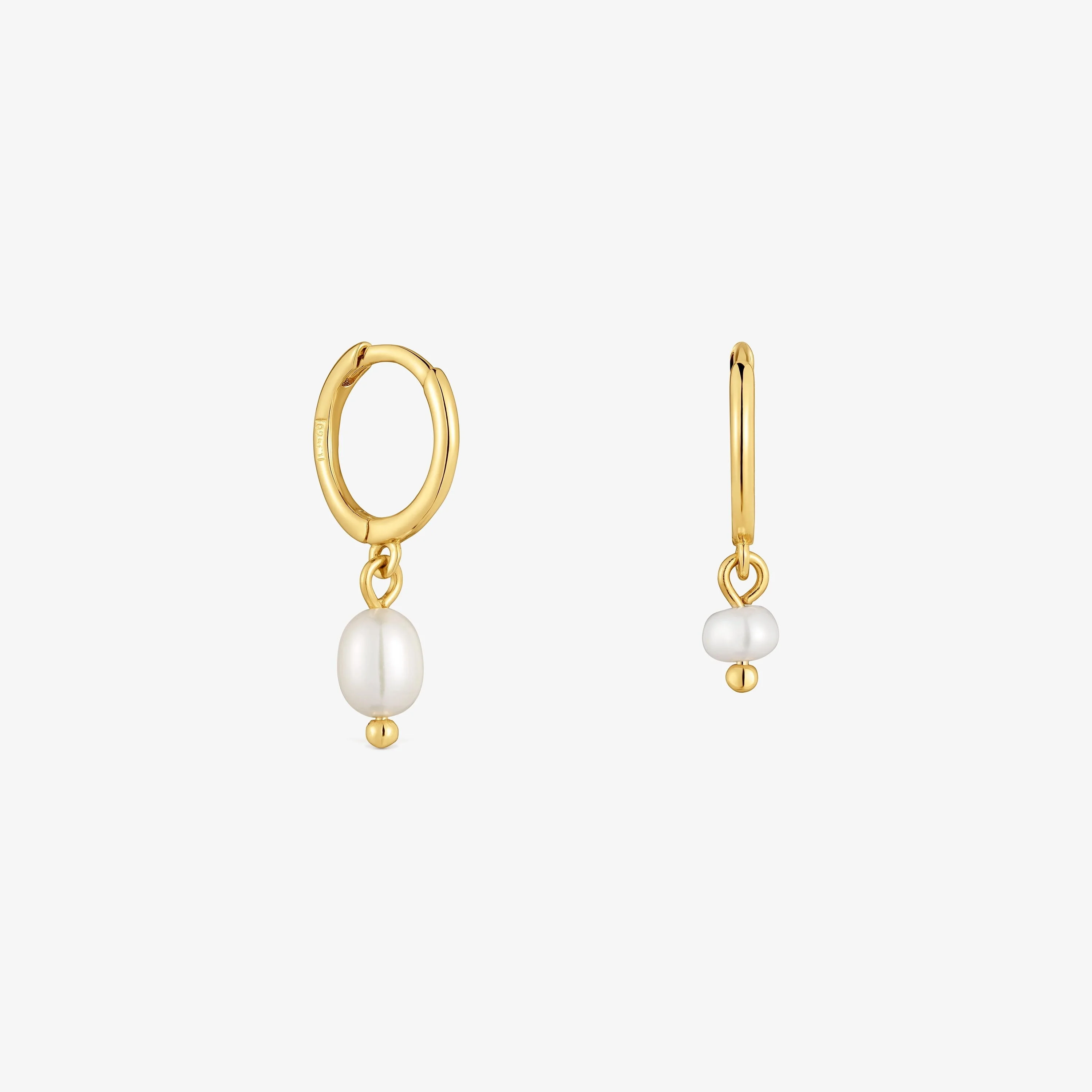 Short 18K gold vermeil Hoop earrings with culture pearls Sugar Party - 1