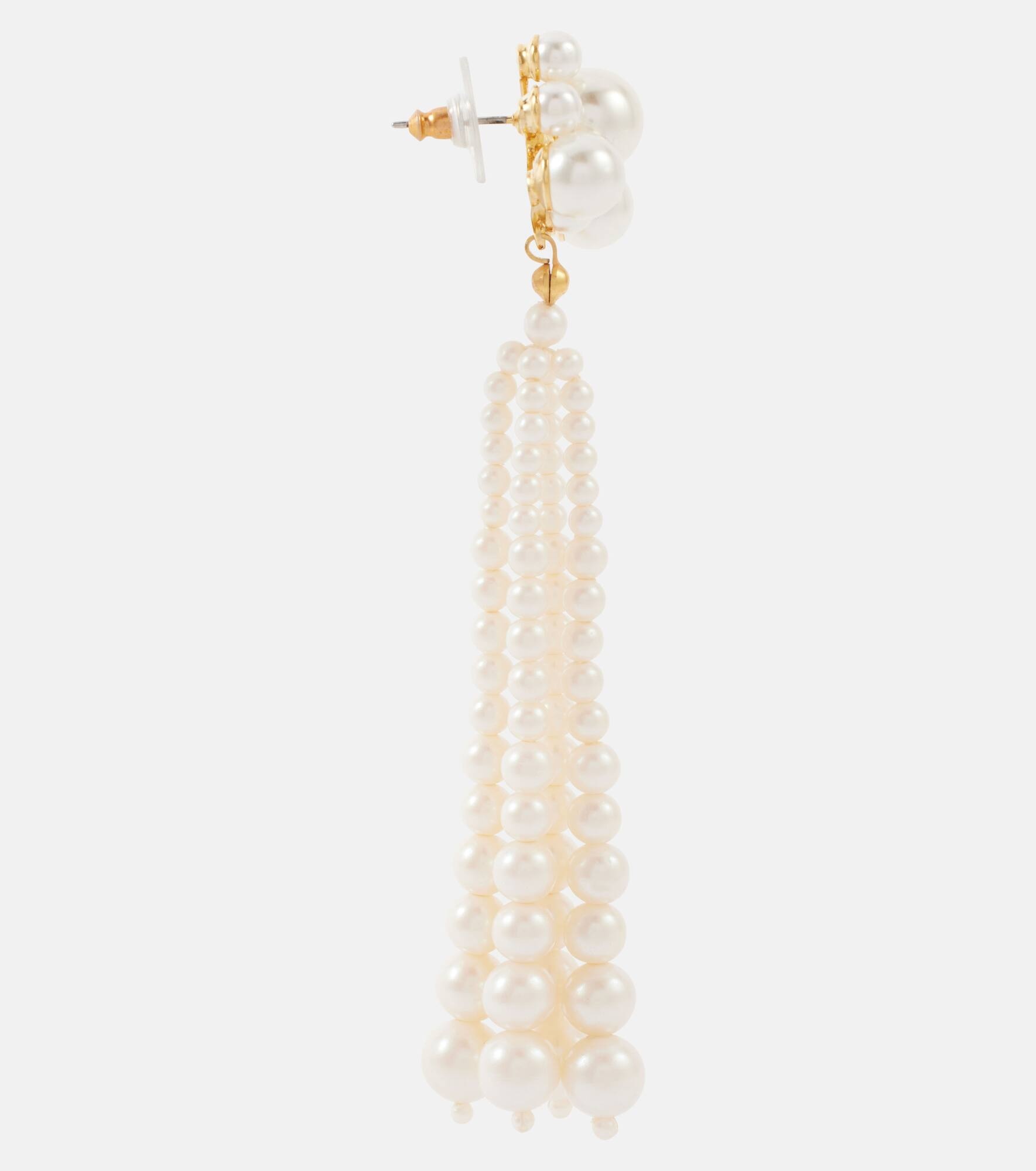 Charlena gold-plated drop earrings with pearls - 2