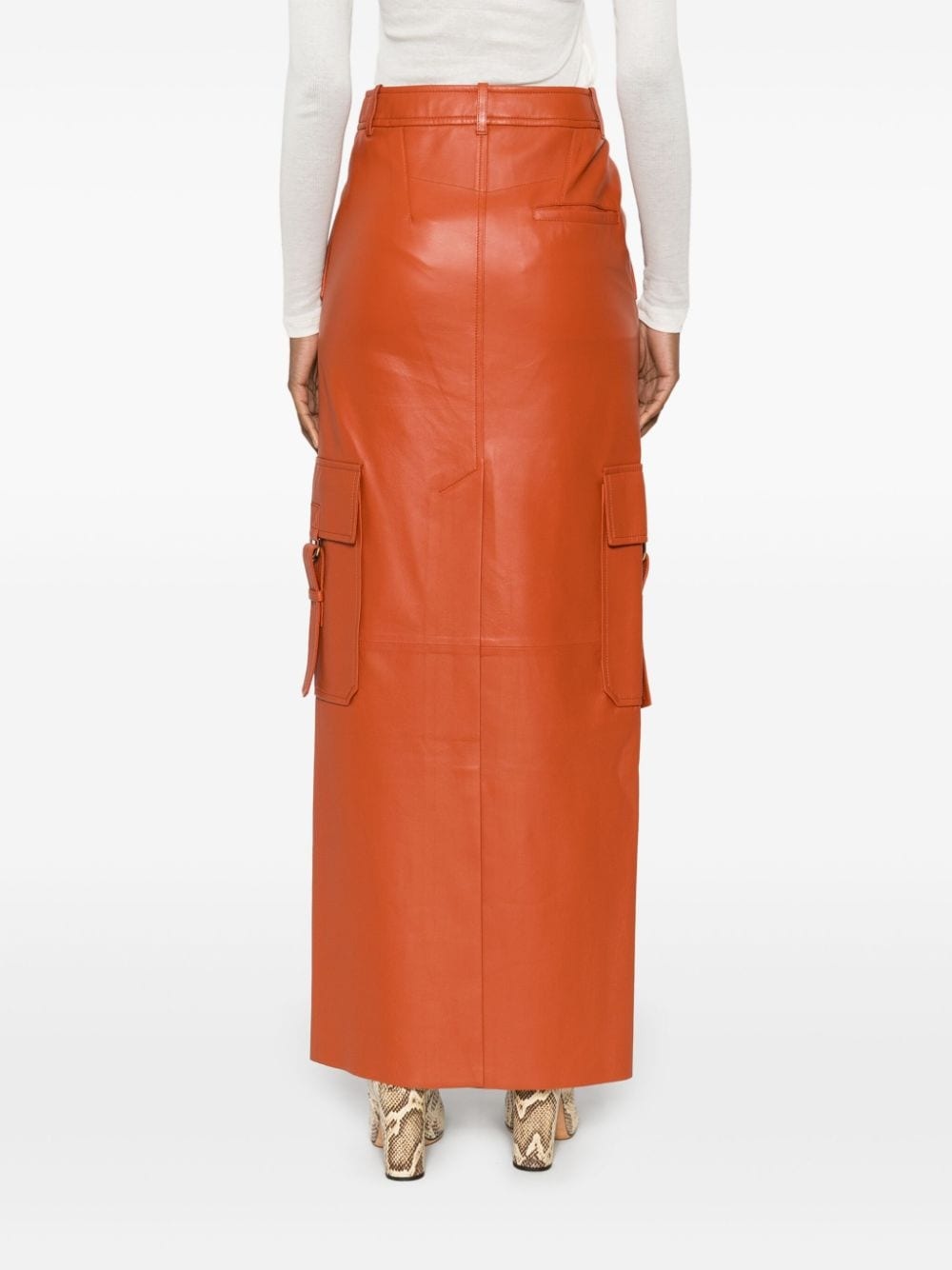 Illustration leather maxi skirt - 4