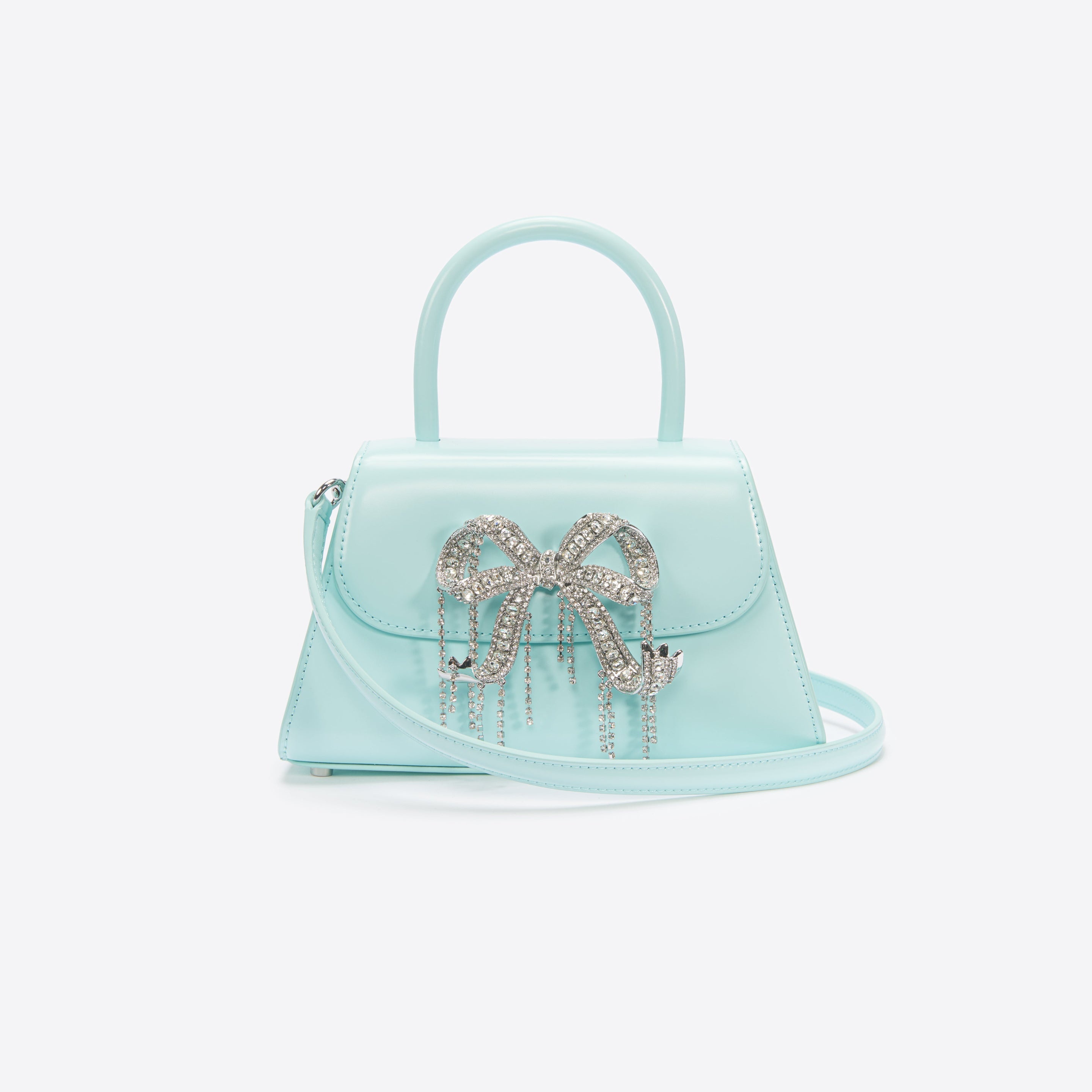 Blue Leather Mini Bow Bag - 4