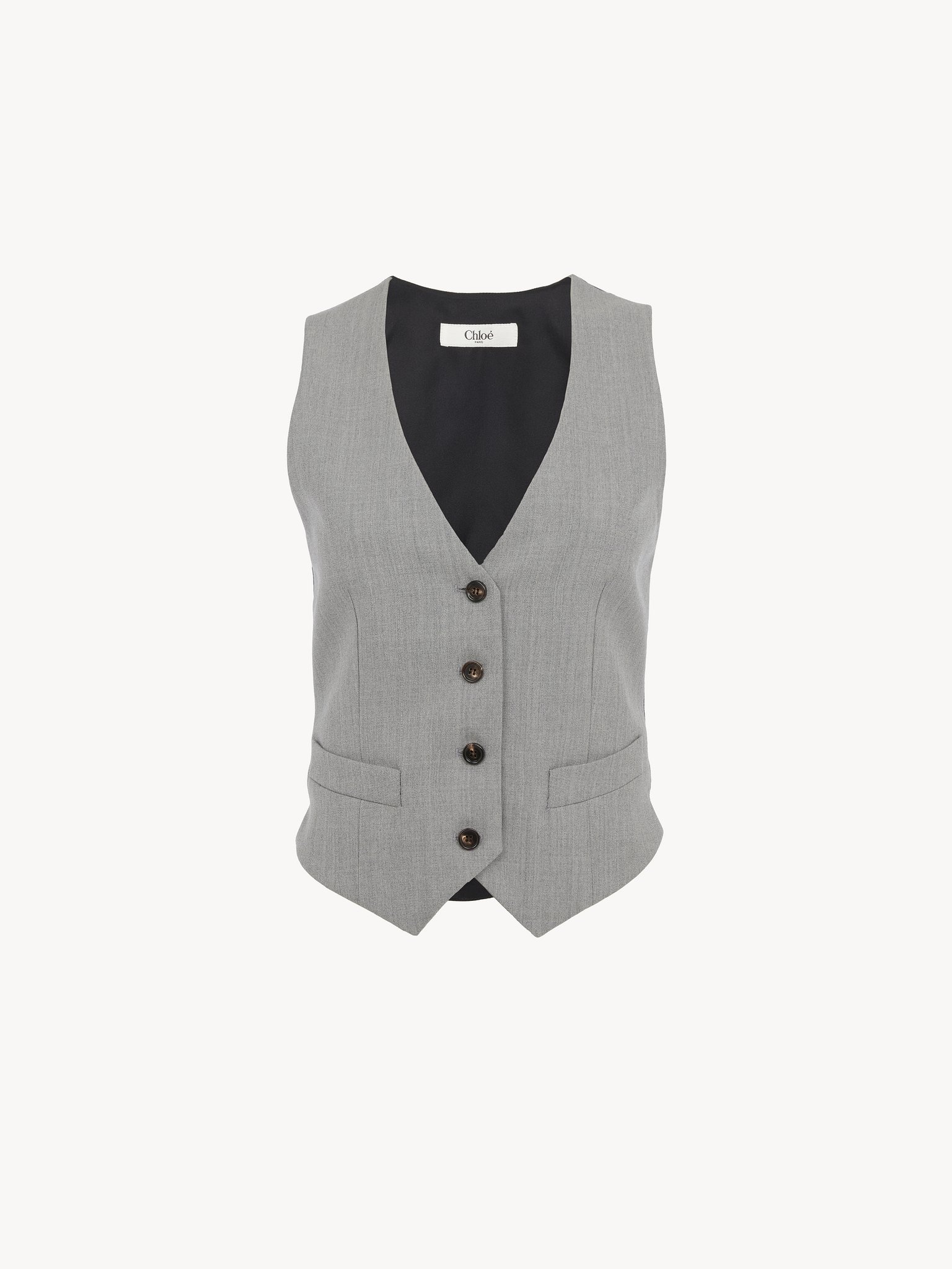 TAILORED WAISTCOAT IN WOOL GRAIN DE POUDRE - 2