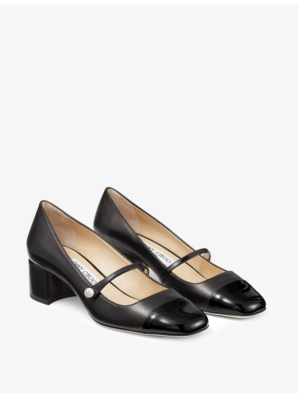 Elisa block-heel leather heeled courts - 4