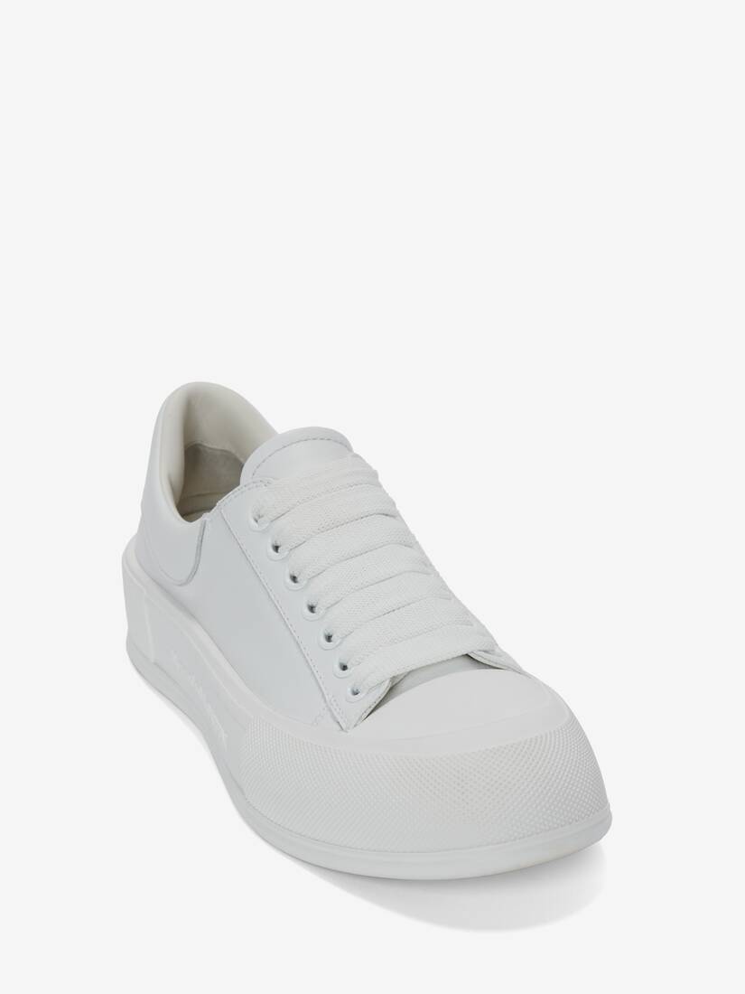 Women's Deck Lace Up Plimsoll in Optic White - 2