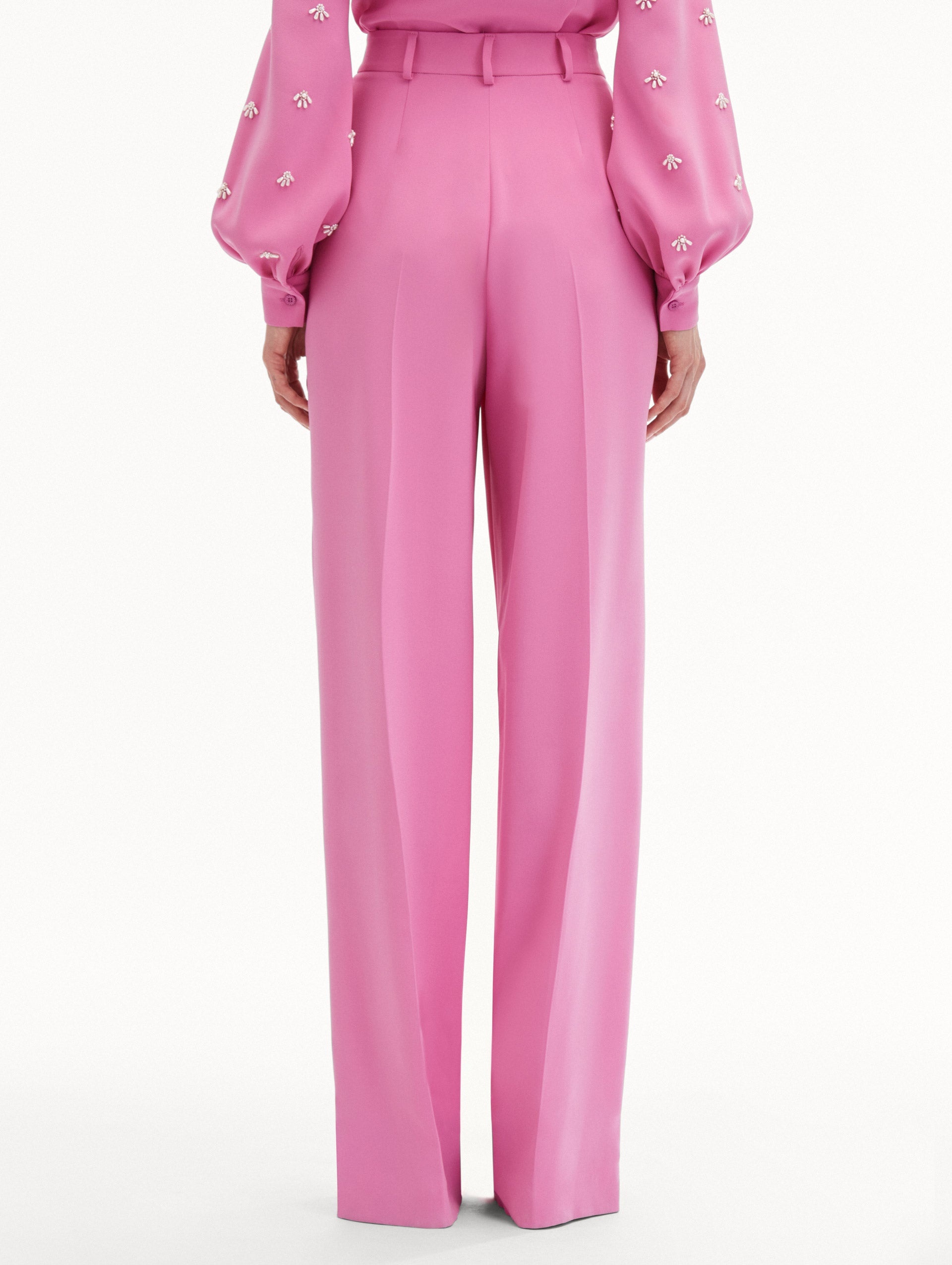WIDE LEG SILK GEORGETTE PANT - 3