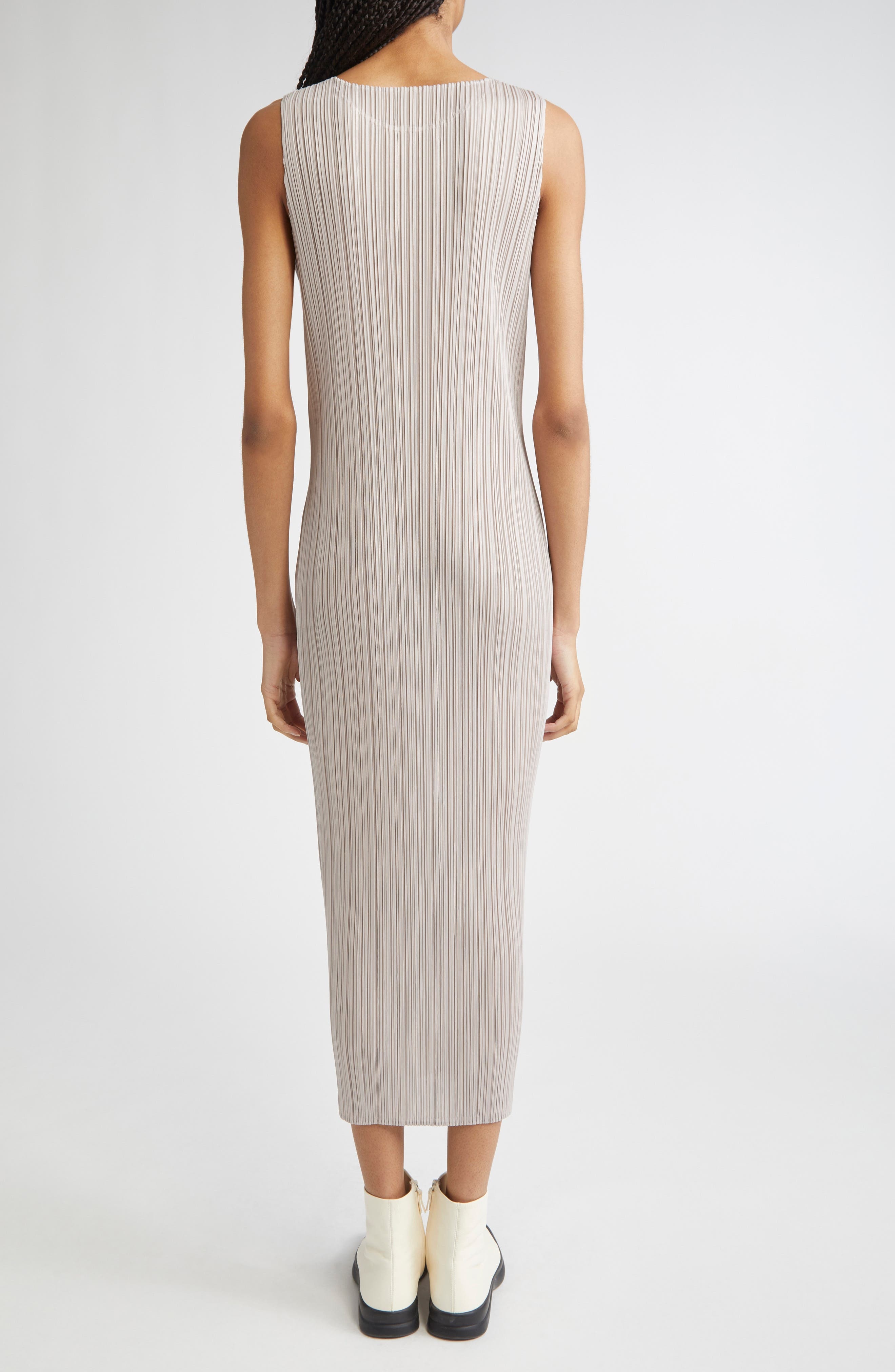 Pleats Please Issey Miyake New Colorful Basics 4 Pleated Sleeveless Dress in Greige at Nordstrom - 2