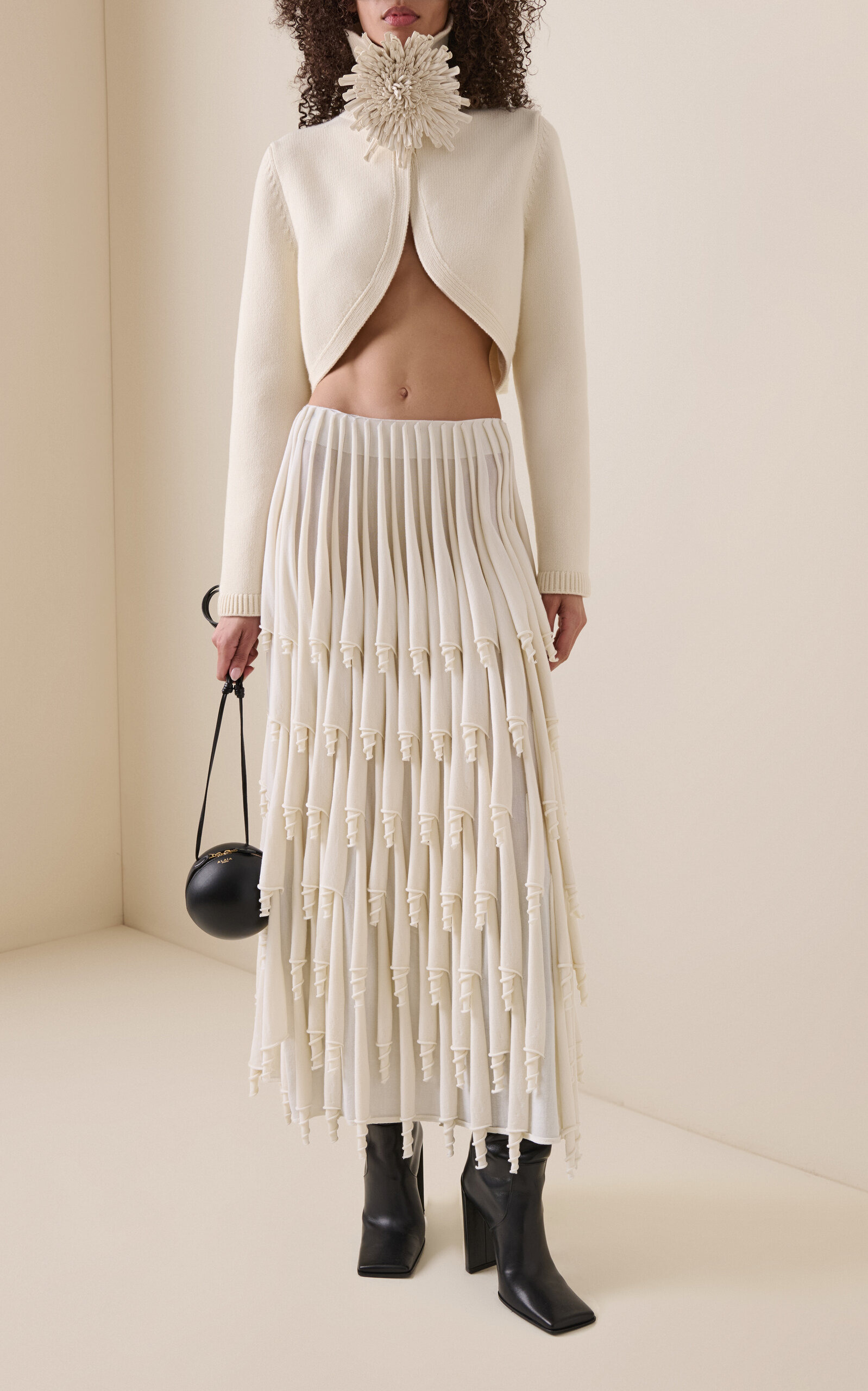 Layered Wool-Blend Maxi Skirt neutral - 4