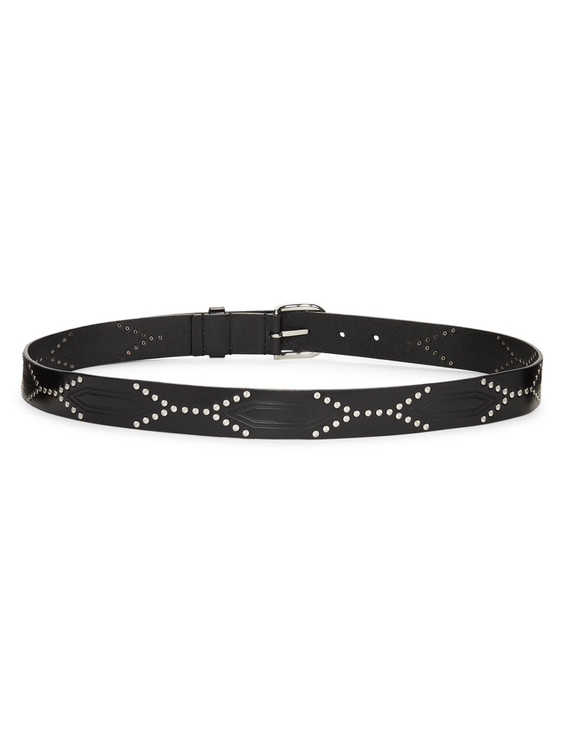 Women's Liliana Leather Belt - Black Silver 3