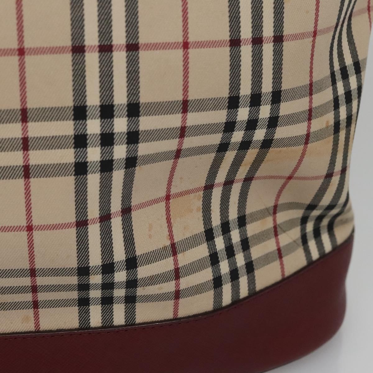 Burberry Nova Check Tote Bag Canvas Leather Beige Red Gold - 4