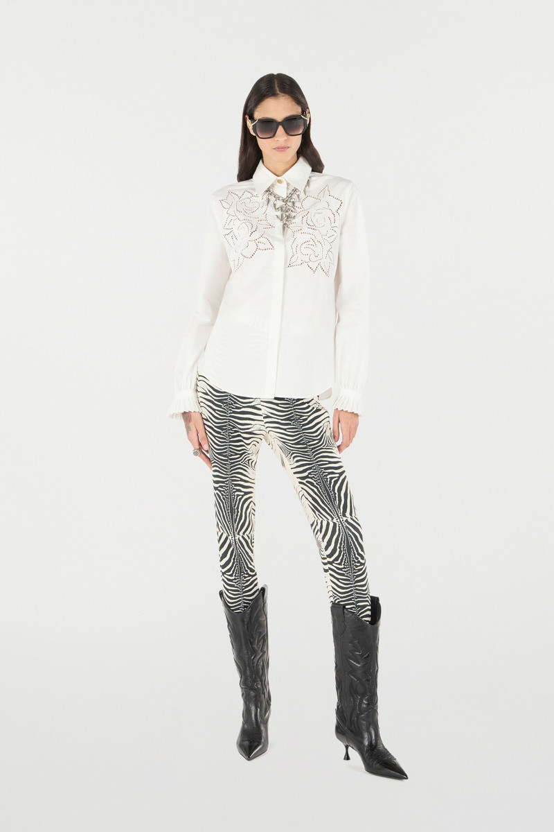 Roberto Cavalli Shirt With Perforated Rose Motif outlook