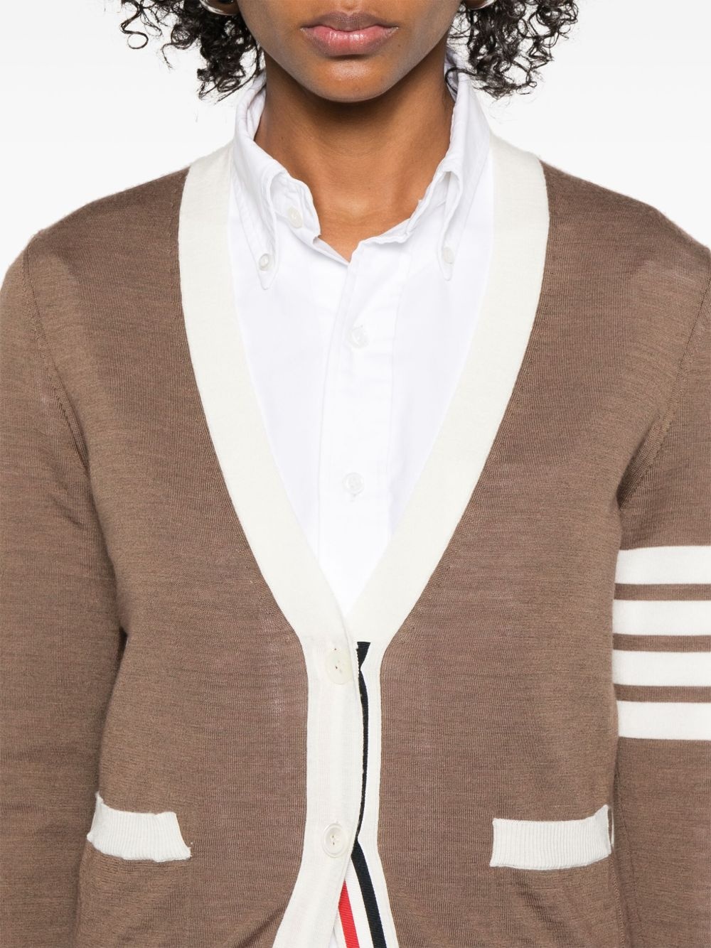 4-Bar stripe wool cardigan - 5