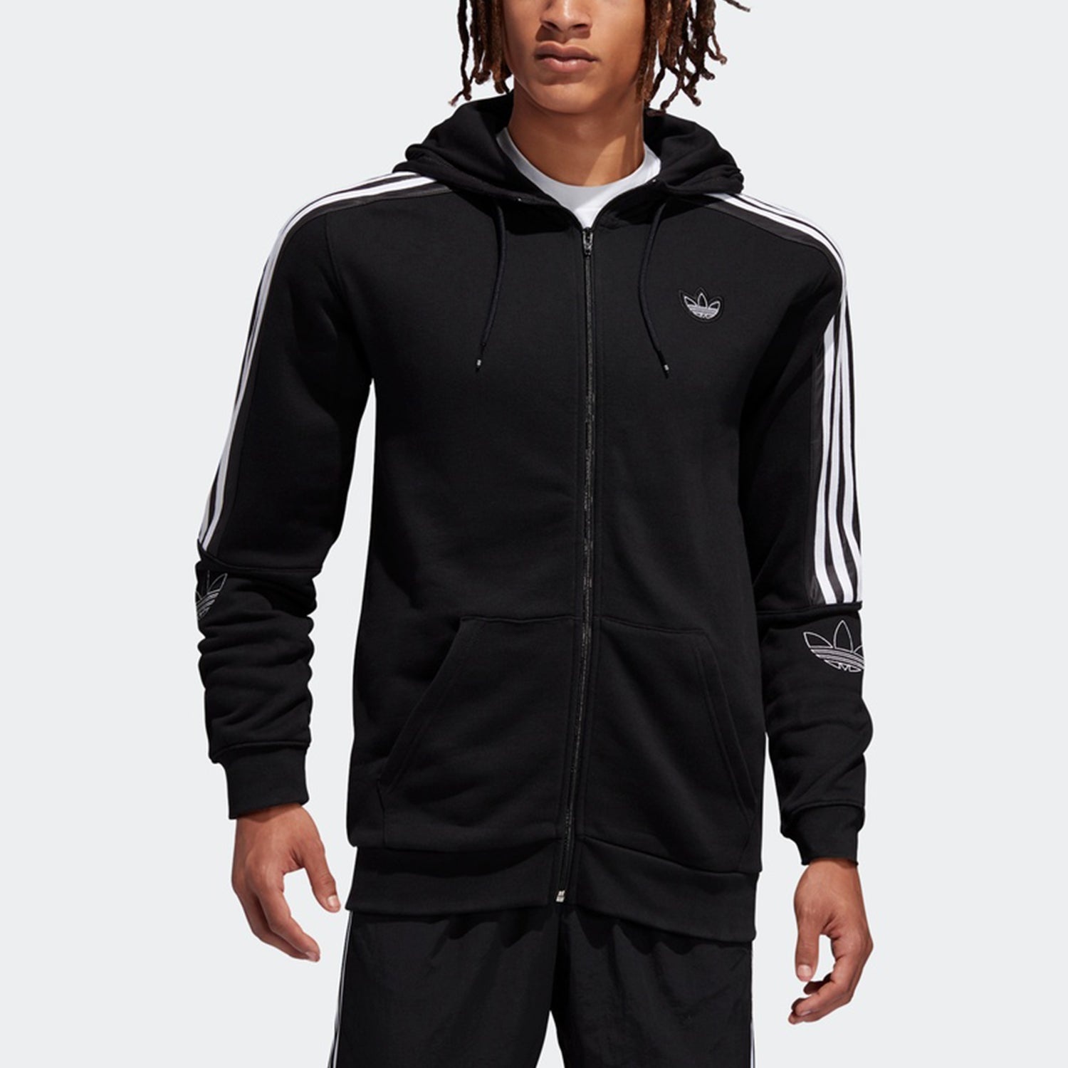 adidas originals logo Printing Casual Hooded Jacket Black ED4695 - 3