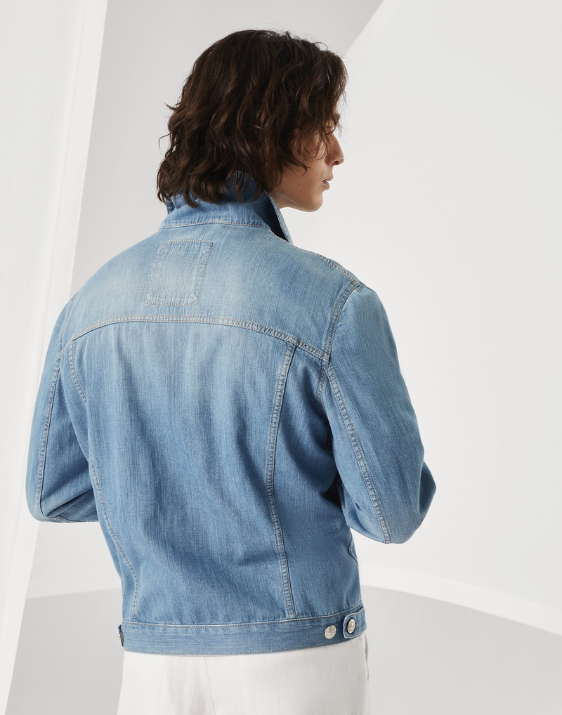 Brunello Cucinelli Lightweight old denim four-pocket jacket outlook