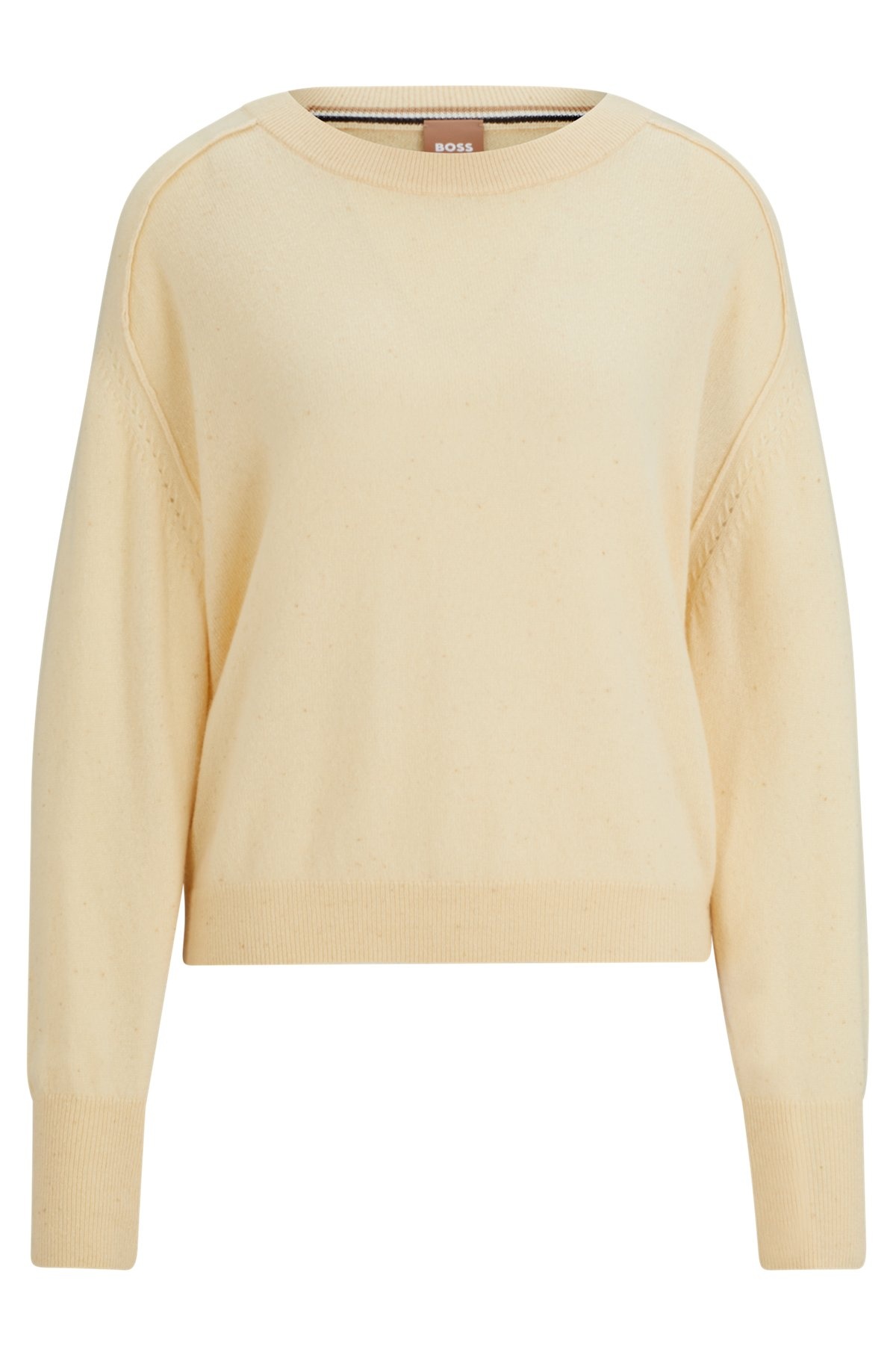 MELANGE SWEATER IN CASHMERE WITH SEAM DETAILS - 1