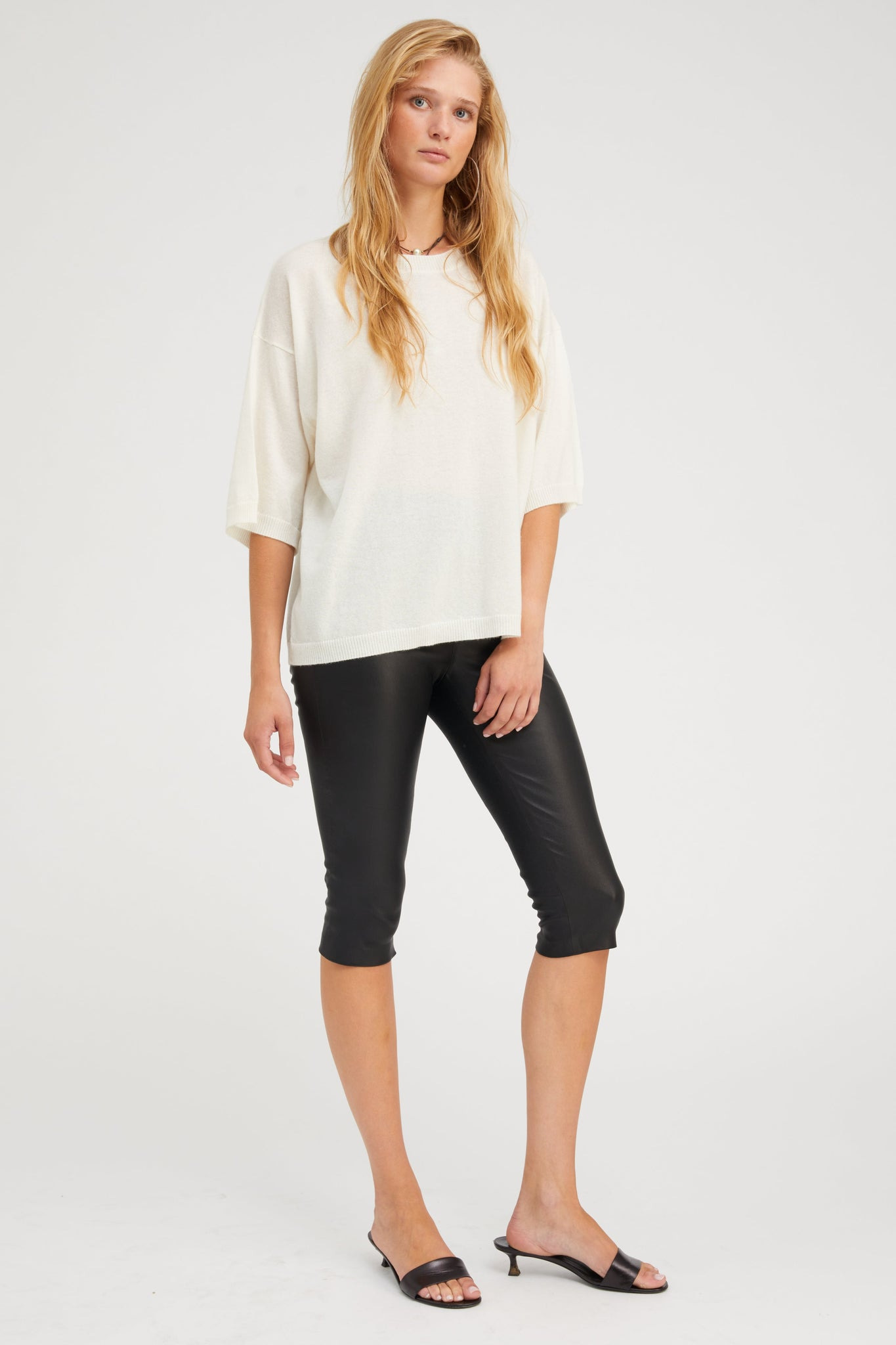 CHALK CASHMERE BOXY T-SHIRT - 2