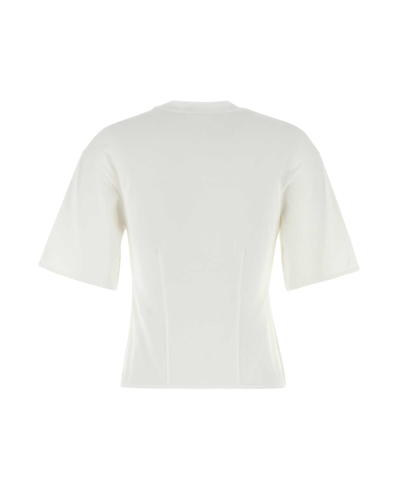 White Stretch Cotton T-shirt - 2