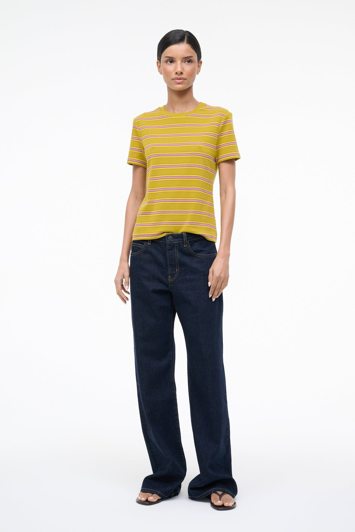 STAUD WEEKEND CREW TEE SPECTRUM STRIPE - 4