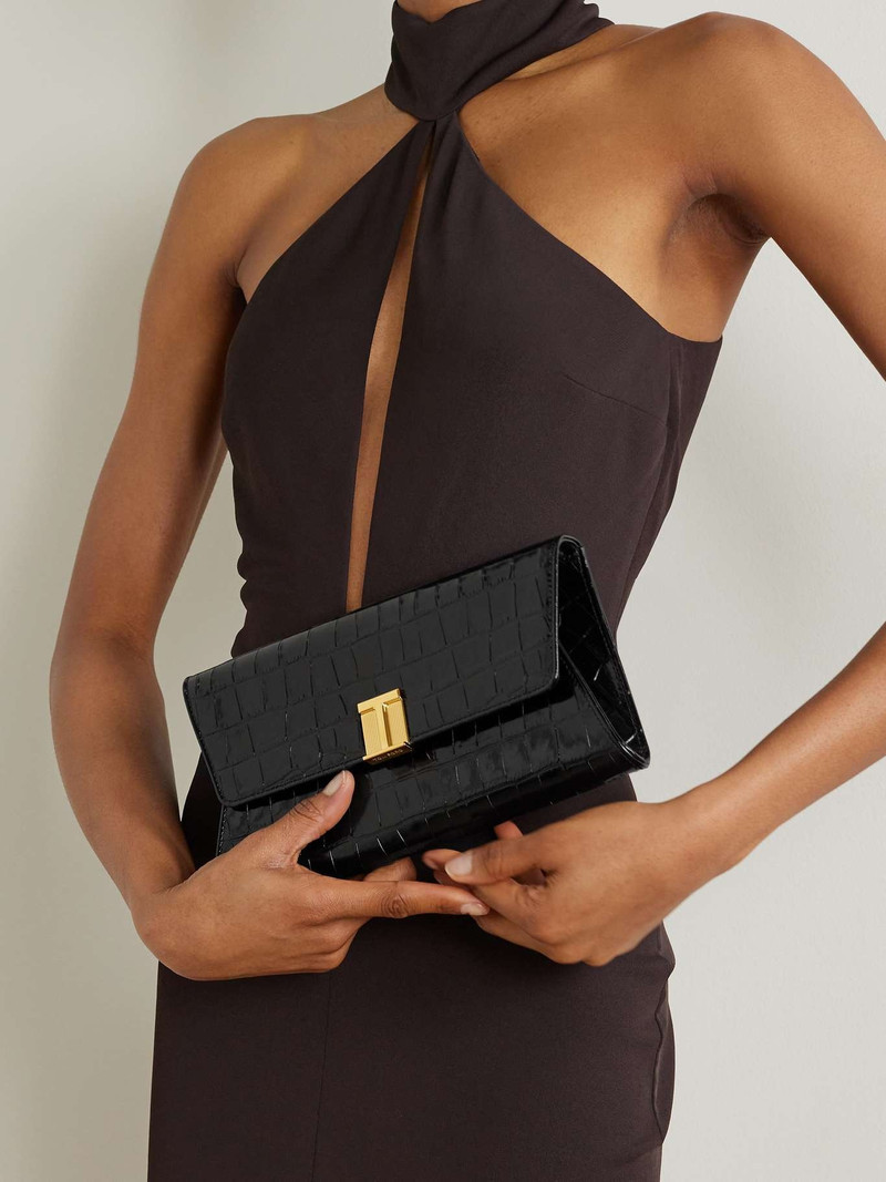 TOM FORD Nobile croc-effect patent-leather clutch outlook