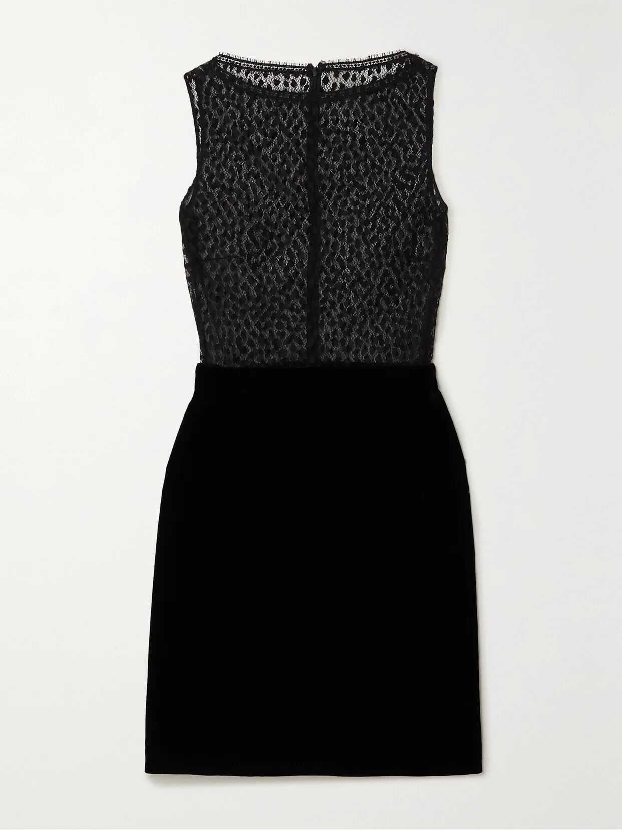 Cotton-blend Lace And Velvet Mini Dress - 1