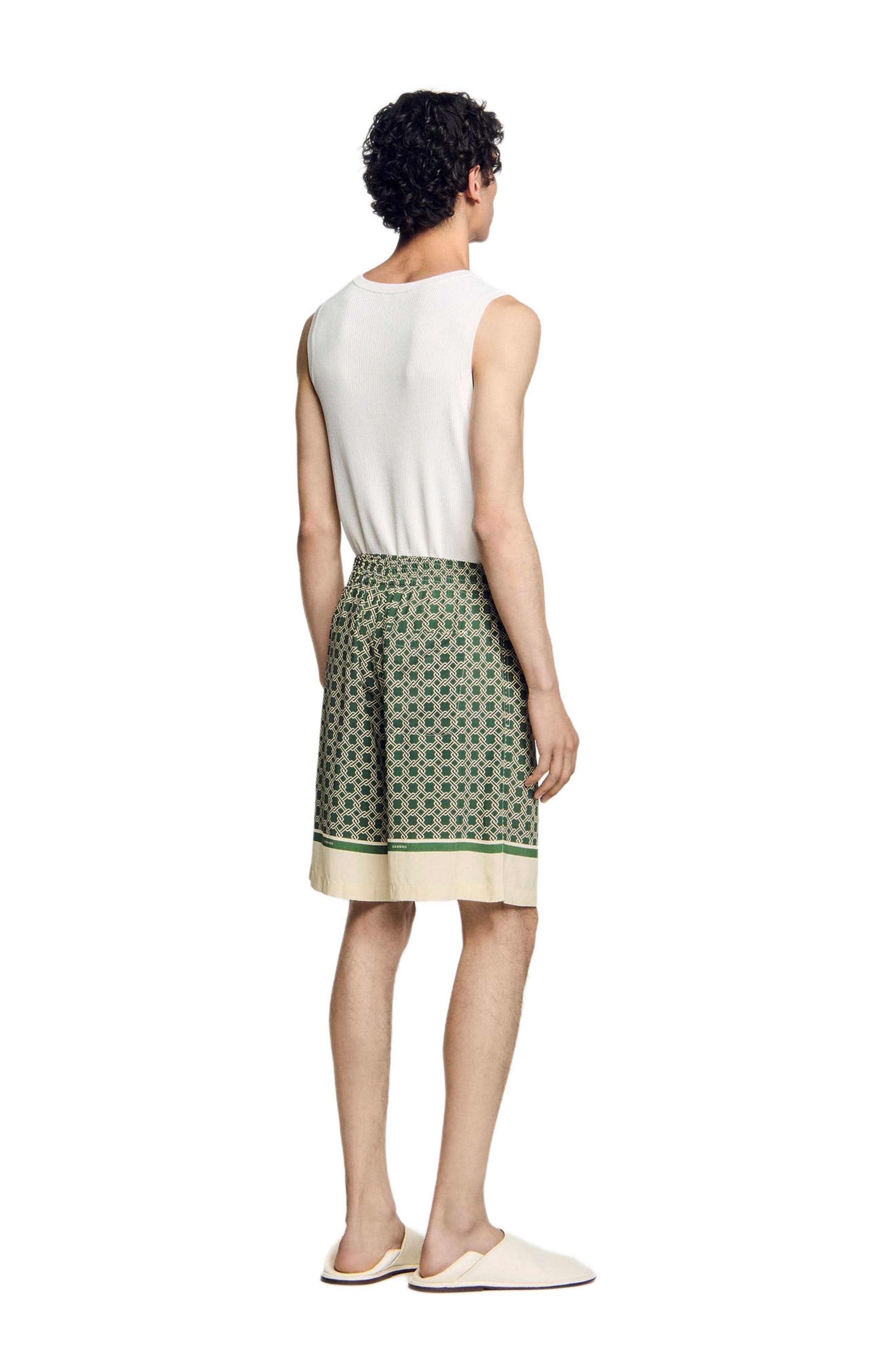 SANDRO Patterned floaty Bermuda shorts in Super Green at Nordstrom - 2