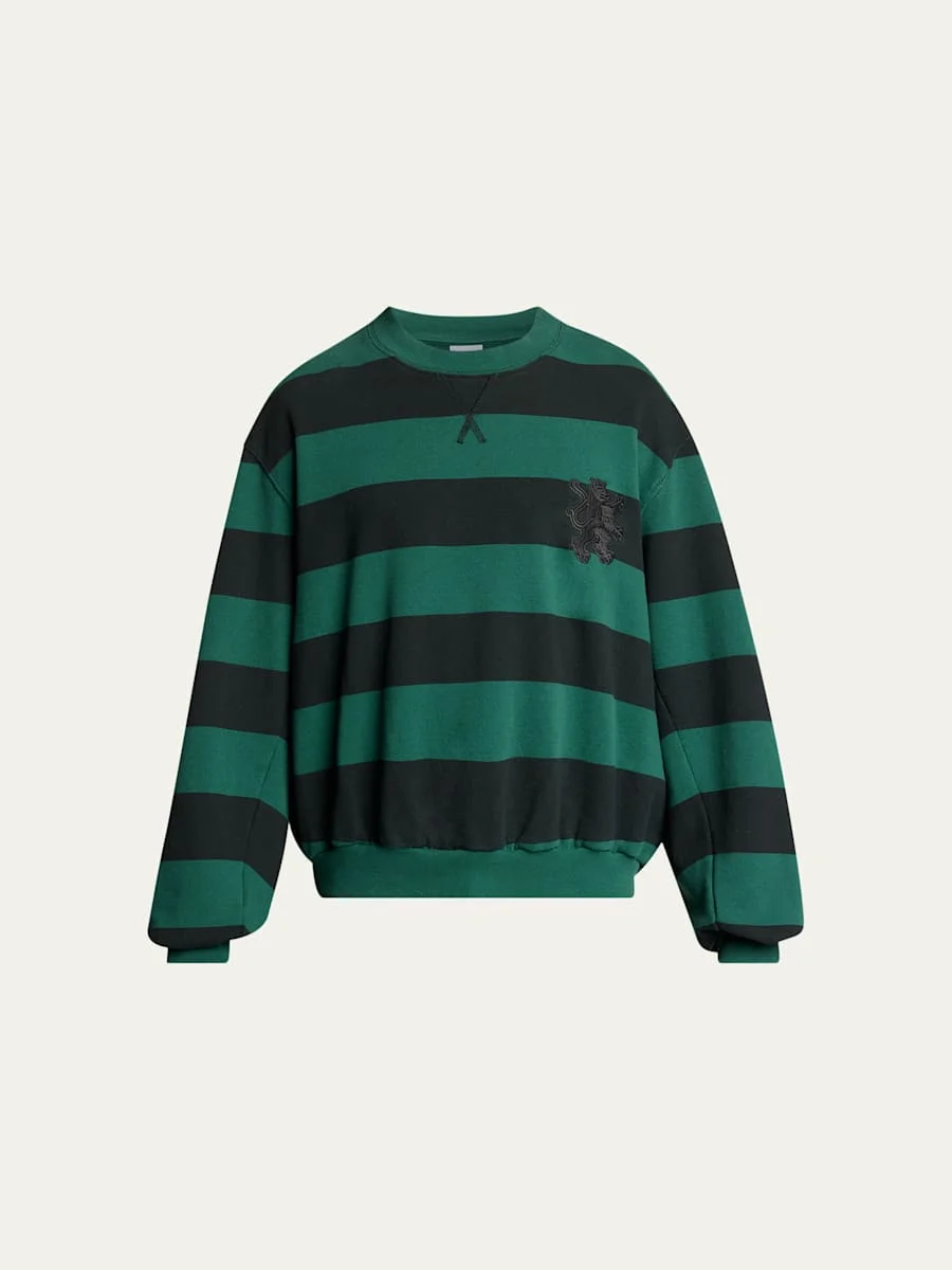 Men's Stripe Logo Crest Crewneck Sweatshirt - 1