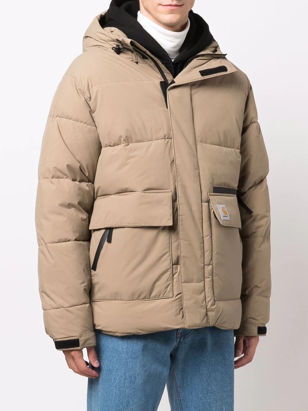 logo patch padded coat - 3