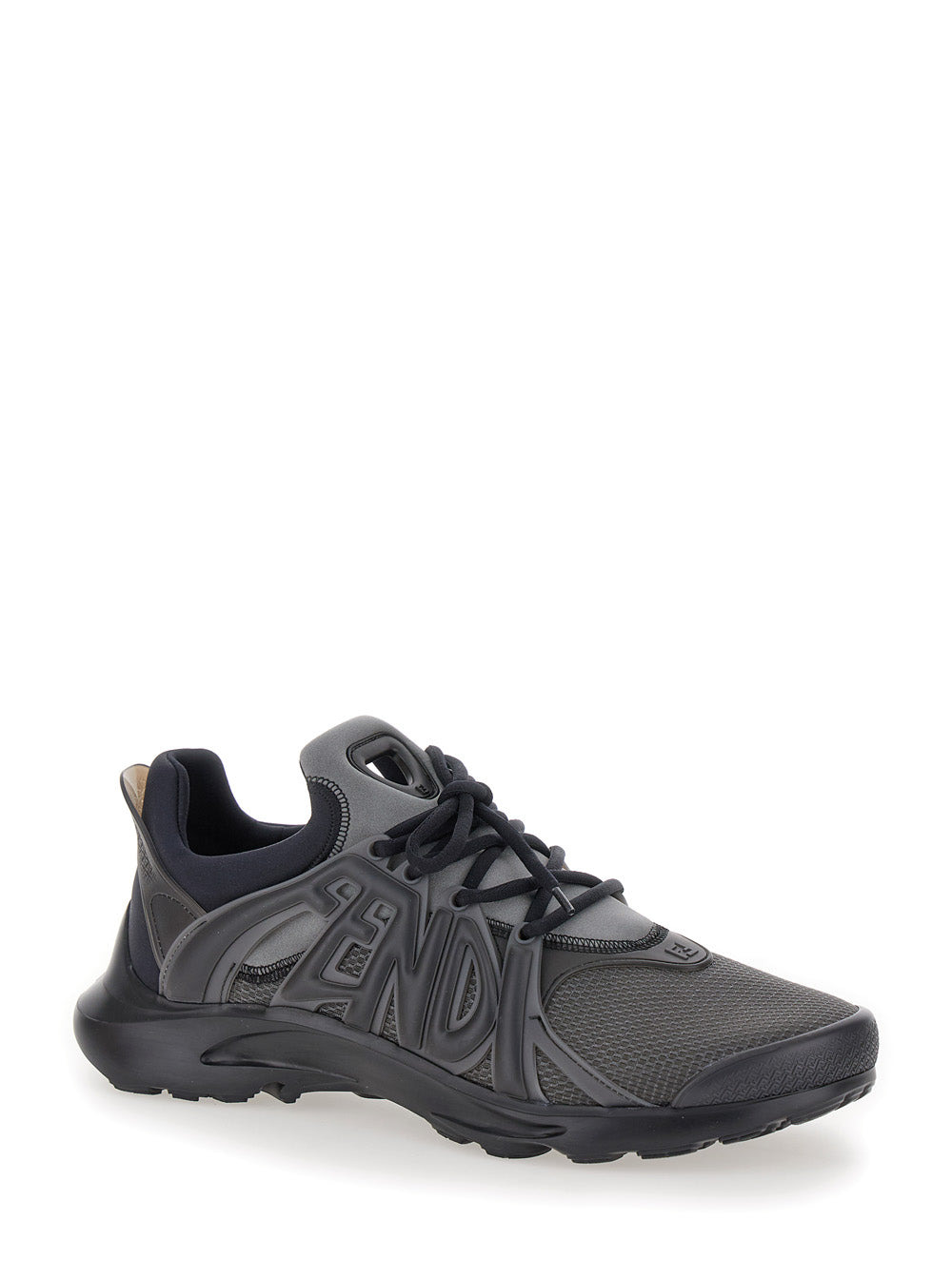 Fendi Men 'Fendi Tag' Black Sneakers With Logo In Techno Mesh Man - 2