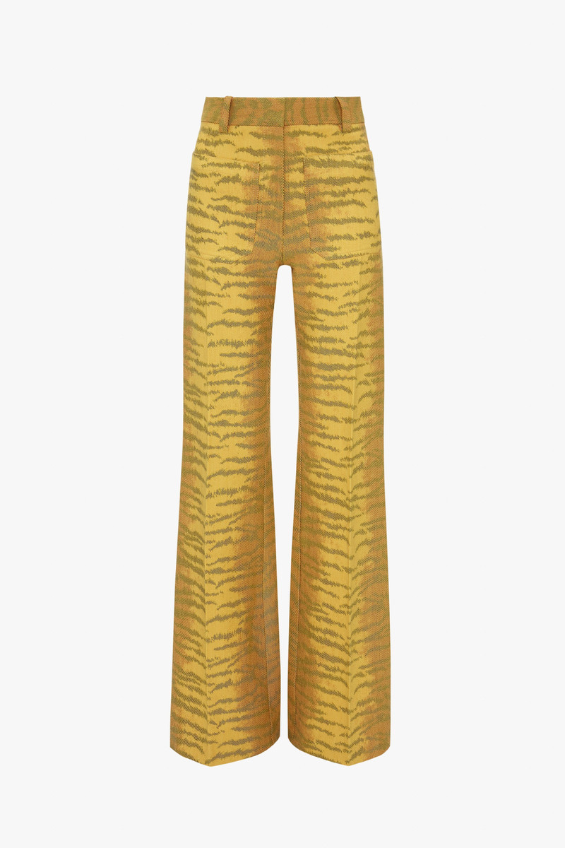 Alina Trouser In Yellow-Maple Tiger Print 1