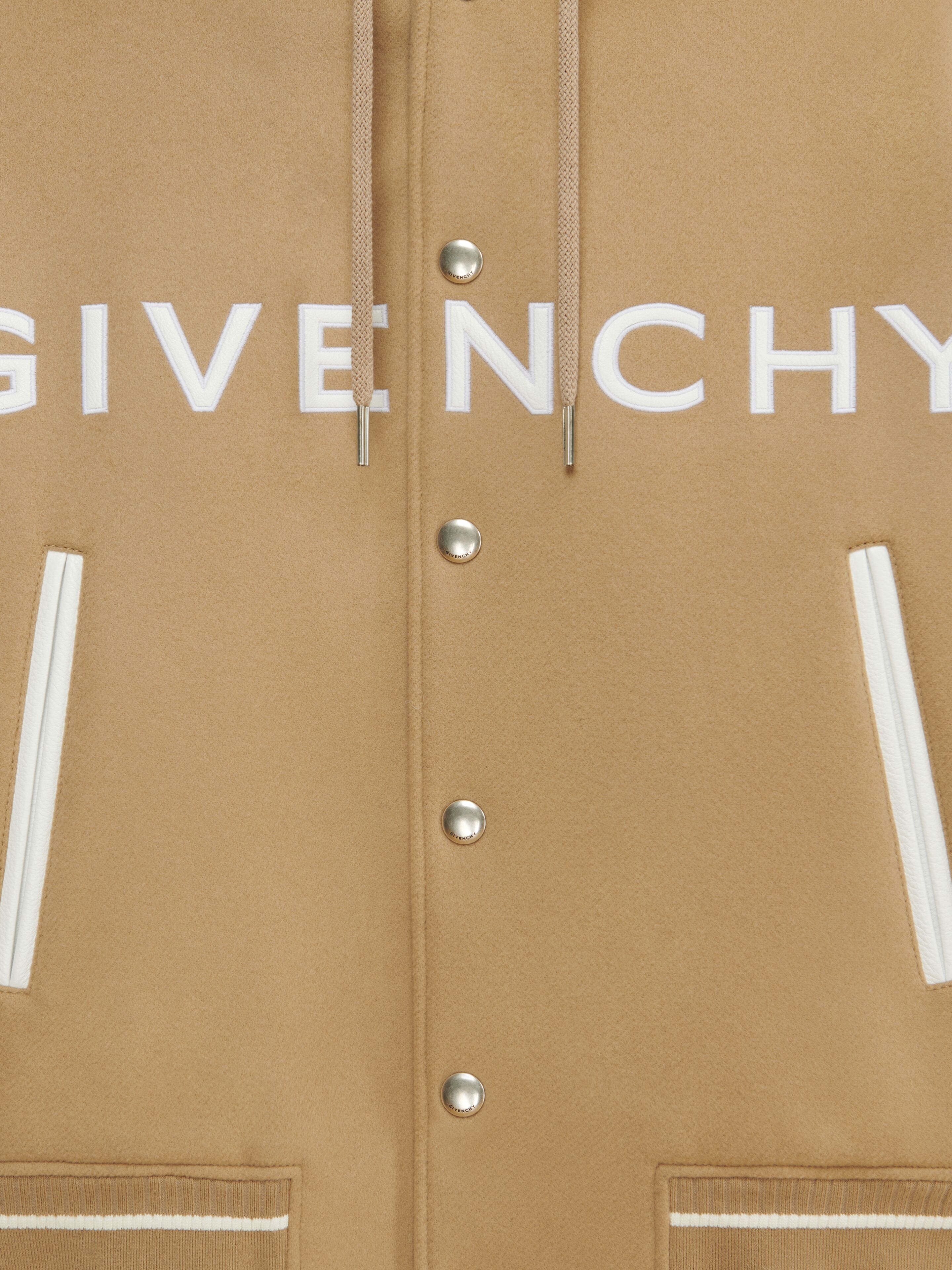 GIVENCHY HOODED VARSITY JACKET IN WOOL AND LEATHER - 6