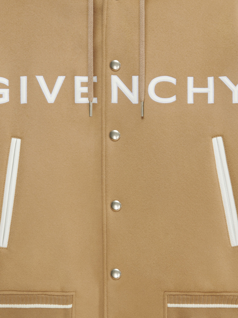 GIVENCHY HOODED VARSITY JACKET IN WOOL AND LEATHER 6