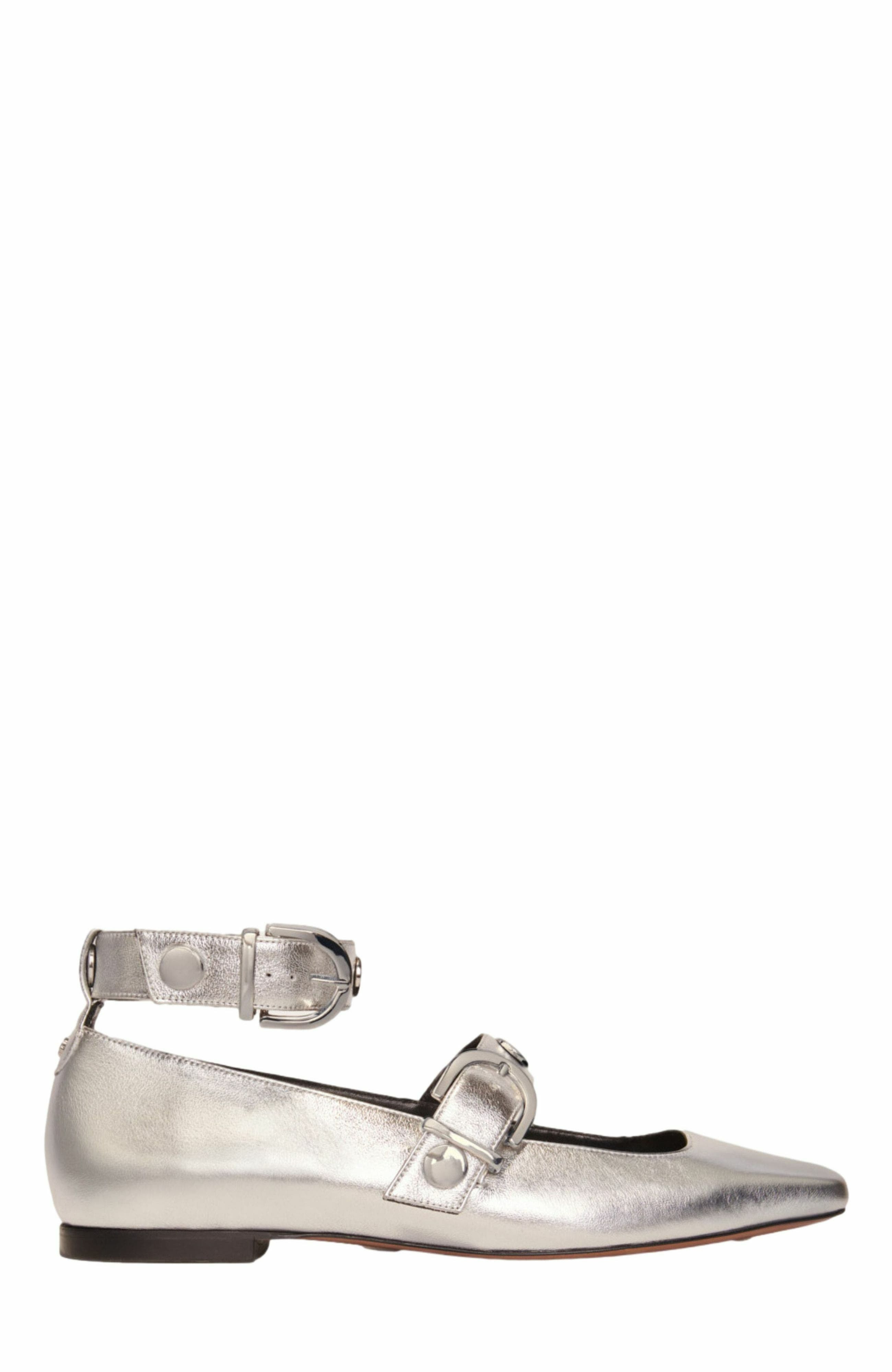 maje Metallic leather Mary Janes in Silver at Nordstrom - 1