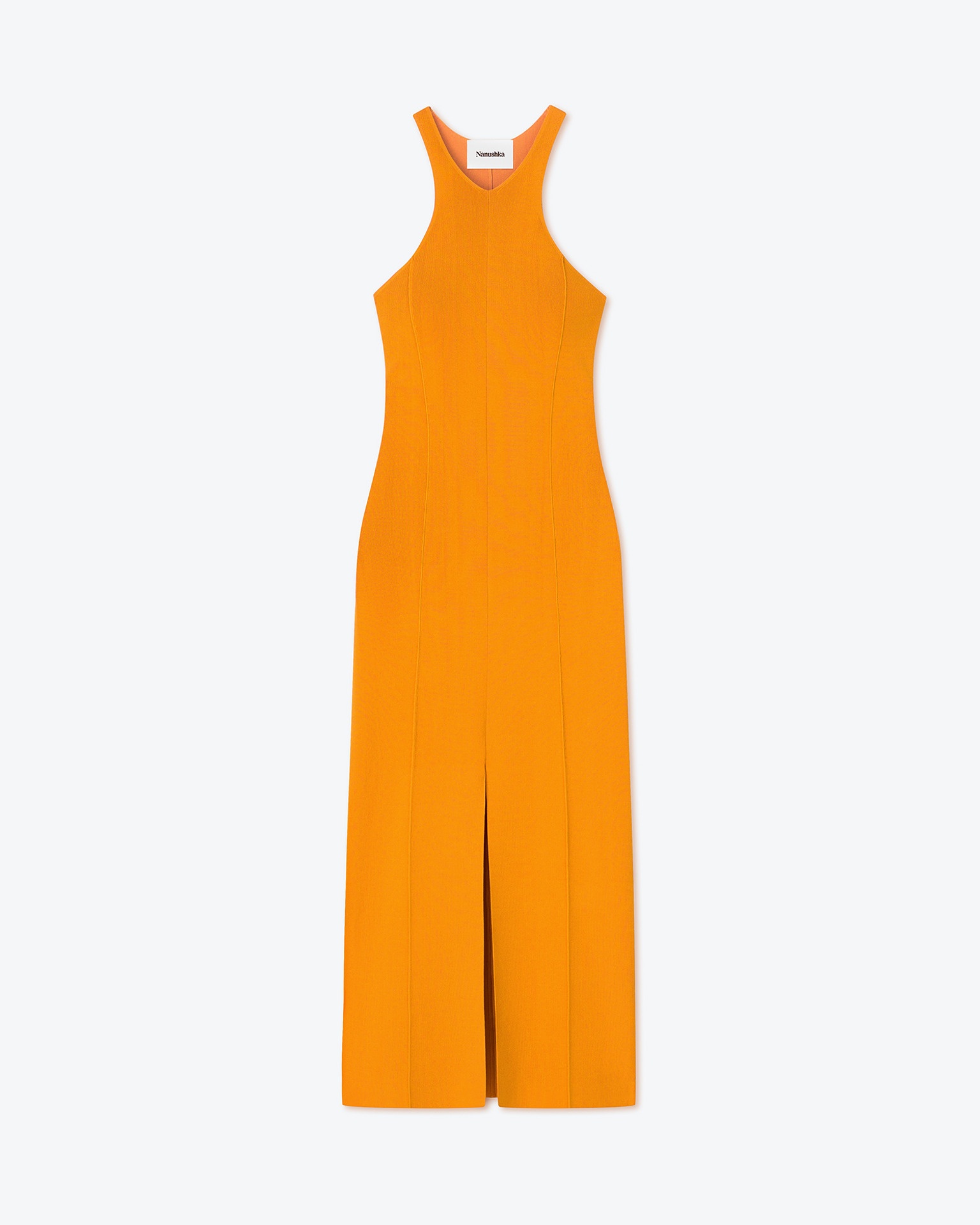 ELIA - Fitted halterneck midi dress - Orange - 5