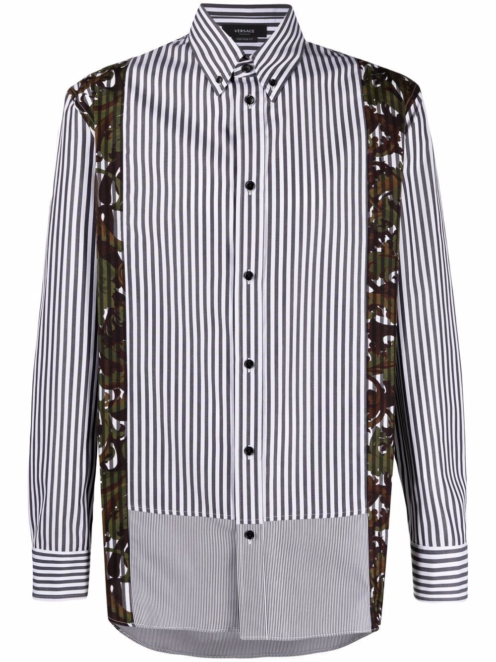 baroque-panel striped shirt - 1