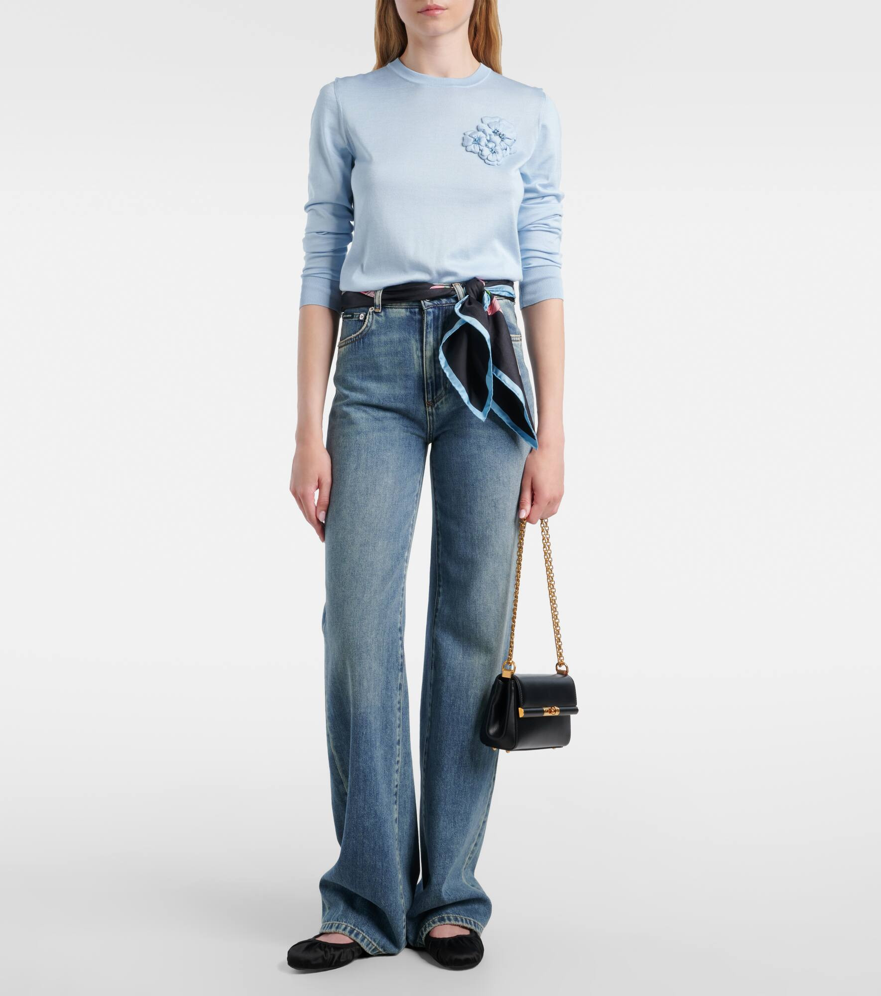 Floral-appliqué silk sweater - 2