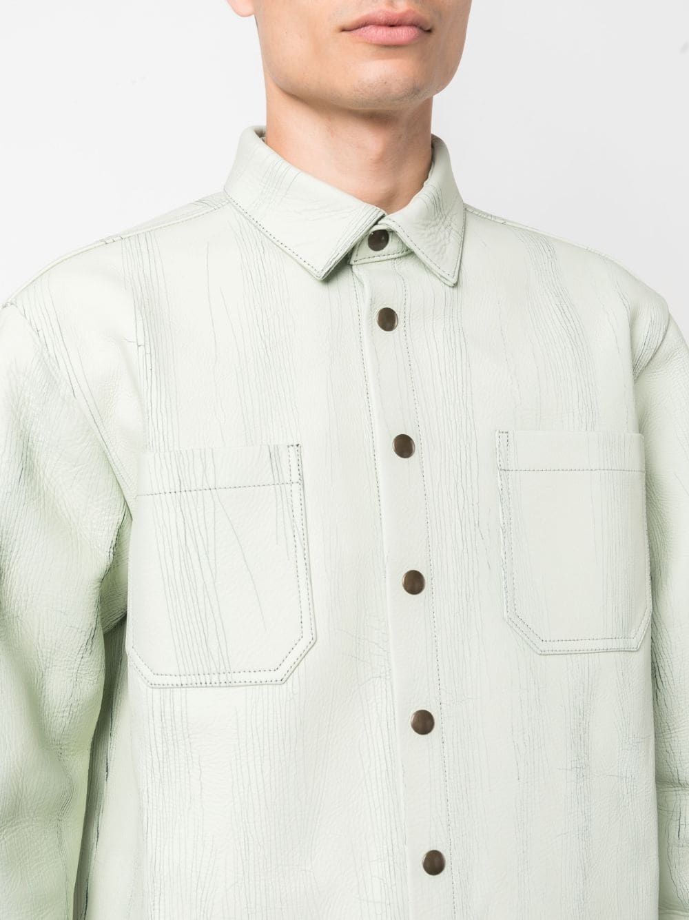 textured-finish leather shirt - 6