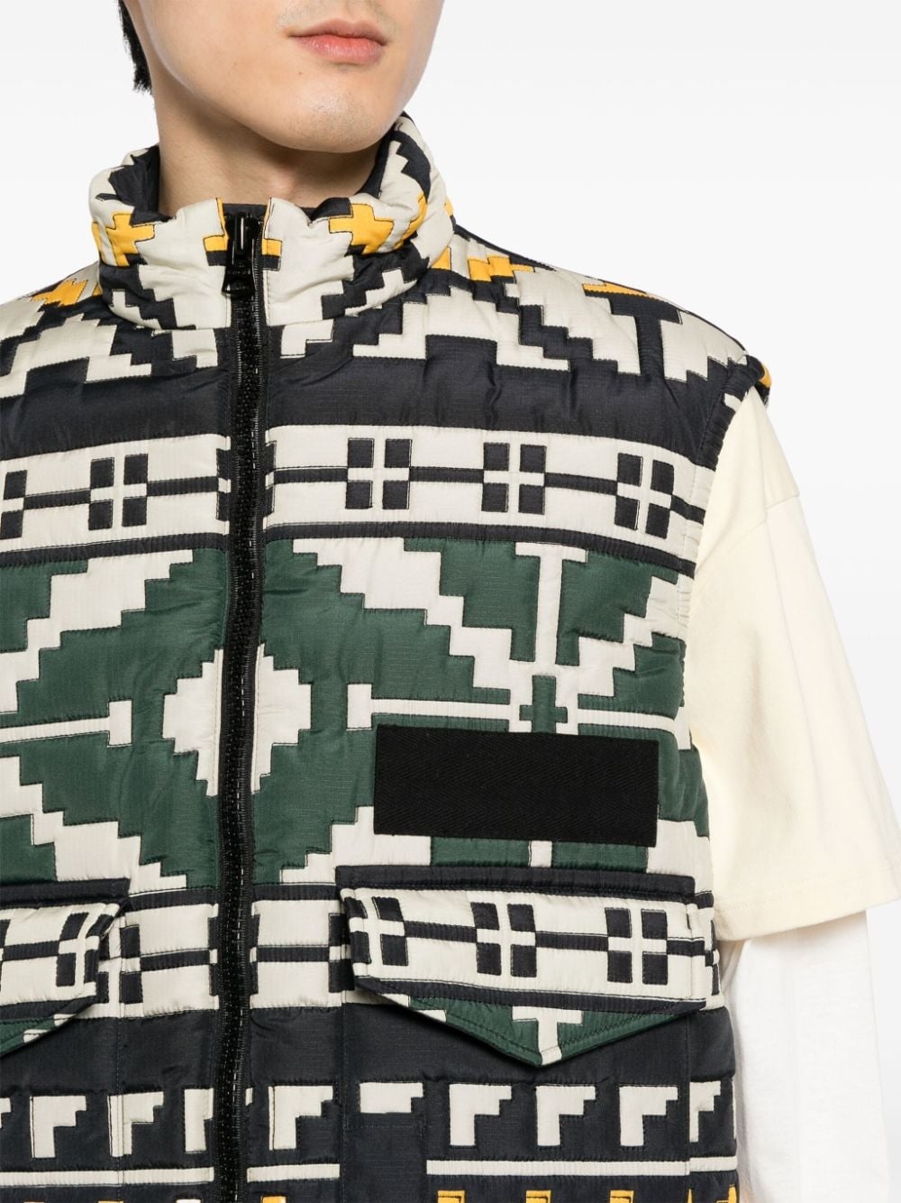 knit-pattern quilted vest - 5