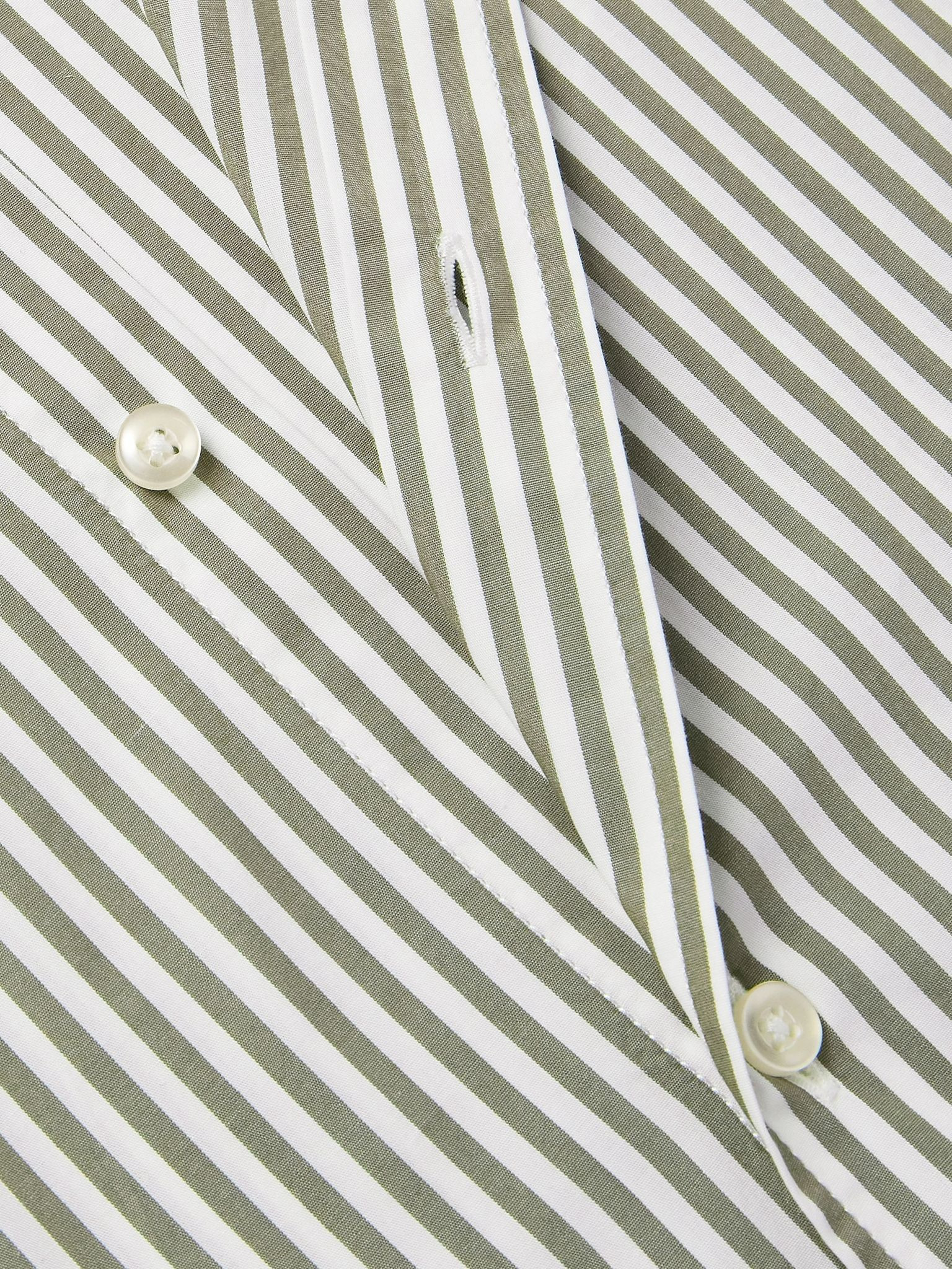 Giacomo Striped Cotton-Poplin Shirt Green - 5