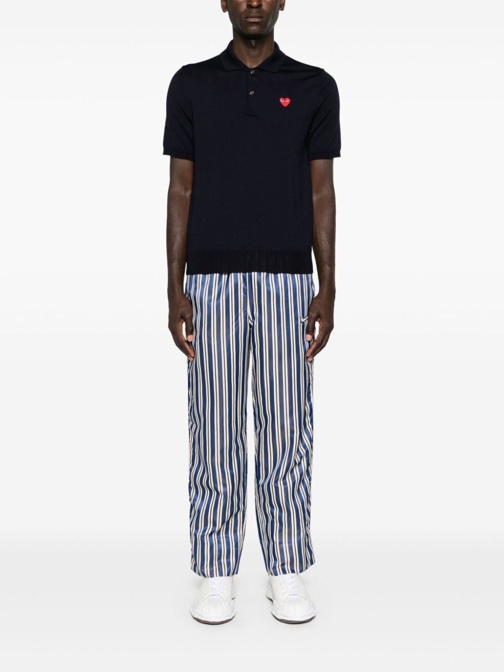heart-patch wool polo shirt - 2