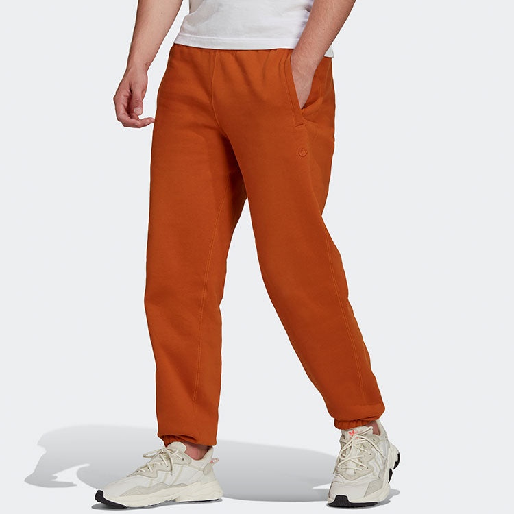 Men's adidas originals Logo Solid Color Bundle Feet Sports Pants/Trousers/Joggers Orange Red H11383 - 2