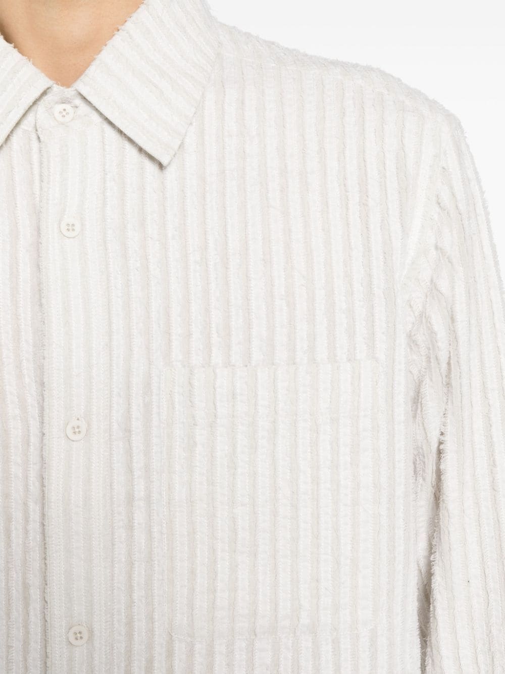 stripe-embroidered cotton shirt - 5