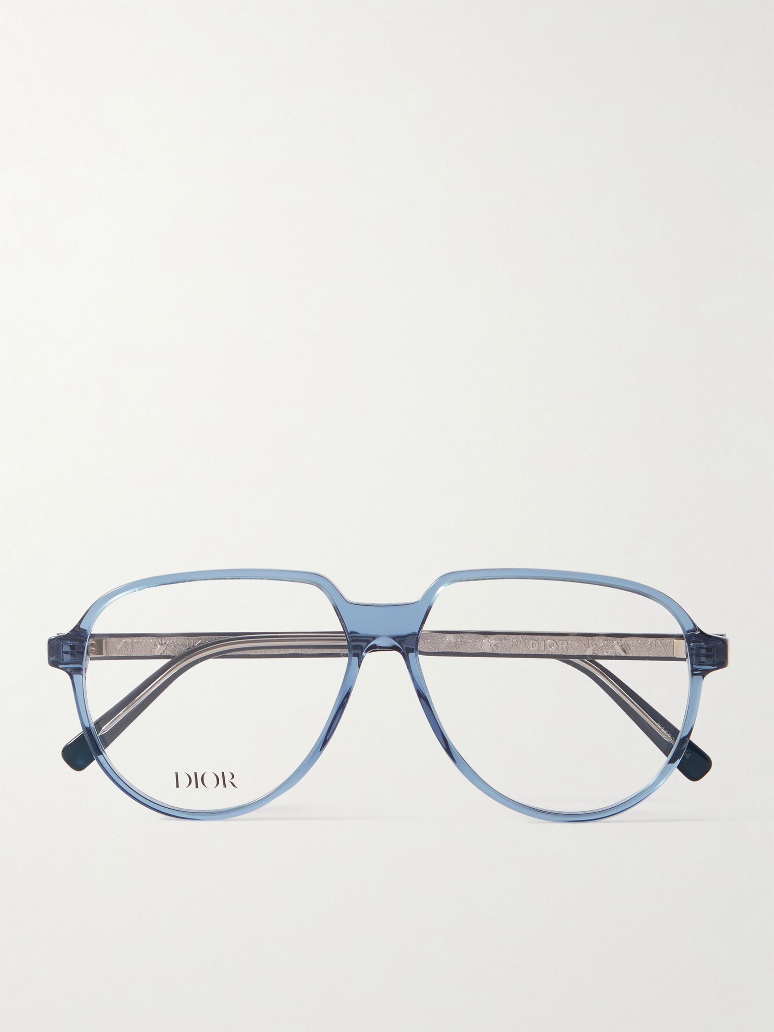 InDior O A1I Aviator-Style Acetate and Silver-Tone Optical Glasses Blue - 1
